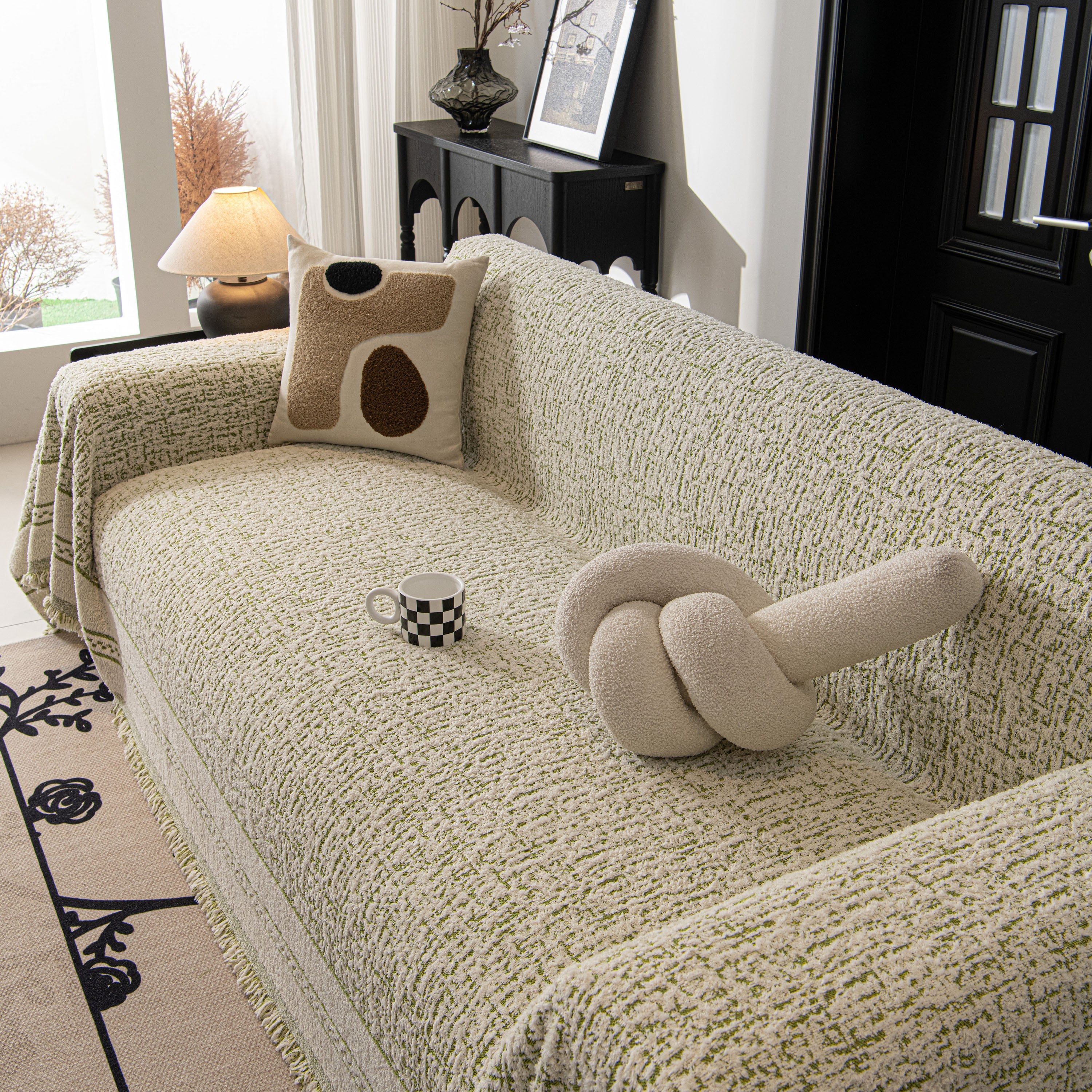 Textured Woven Furniture Protector for Couch, Rustic Farmhouse Sofa Throw Blanket - Image 61
