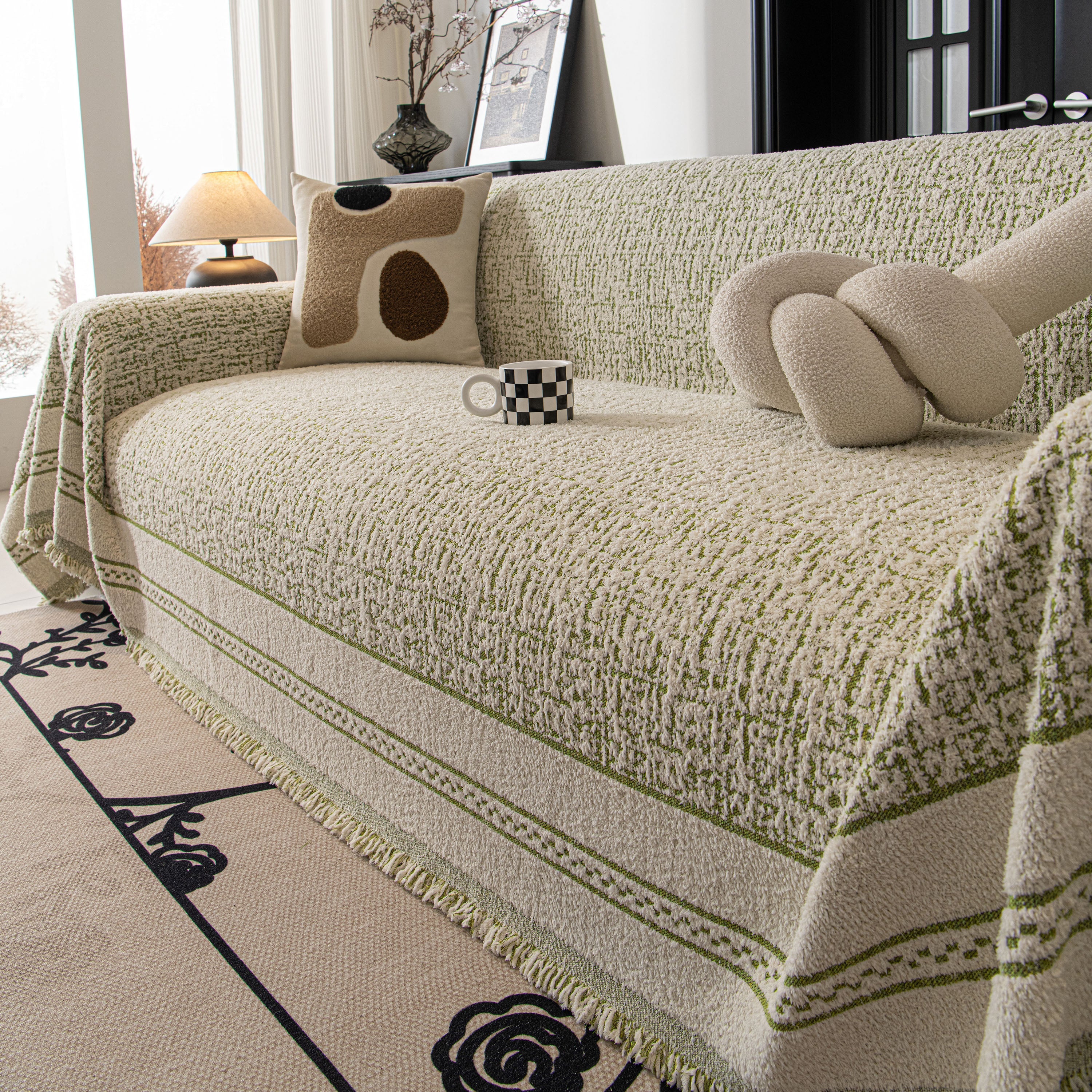 Textured Woven Furniture Protector for Couch, Rustic Farmhouse Sofa Throw Blanket - Image 65