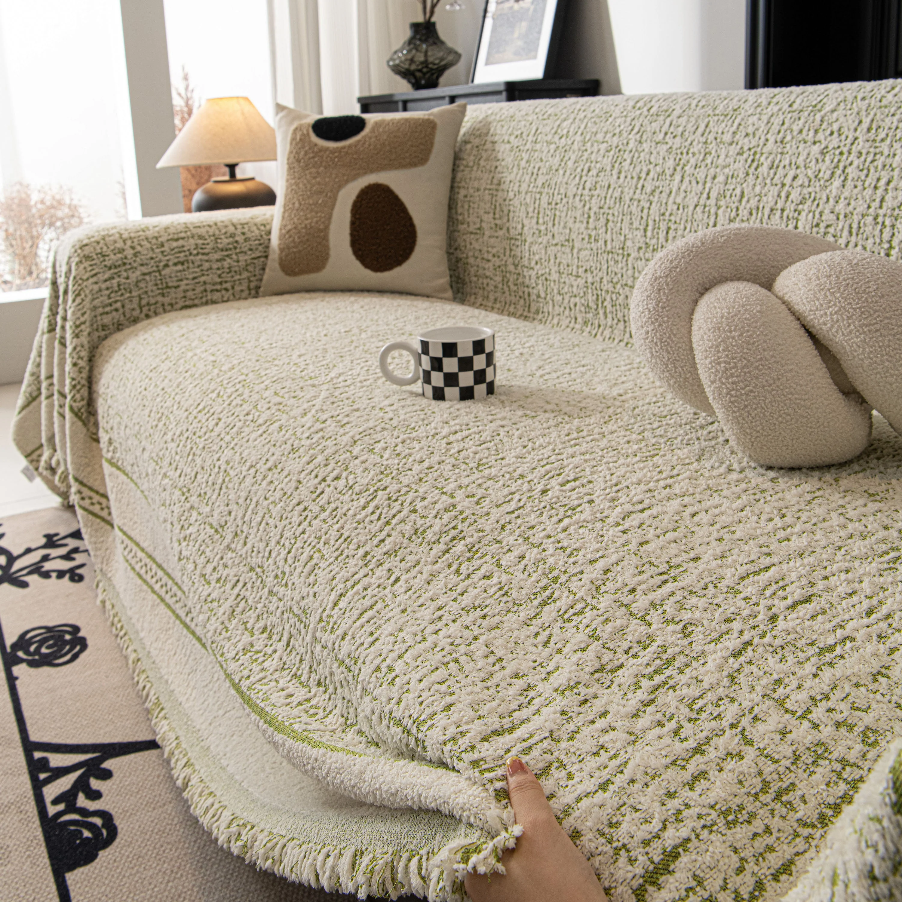 Textured Woven Furniture Protector for Couch, Rustic Farmhouse Sofa Throw Blanket - Image 67