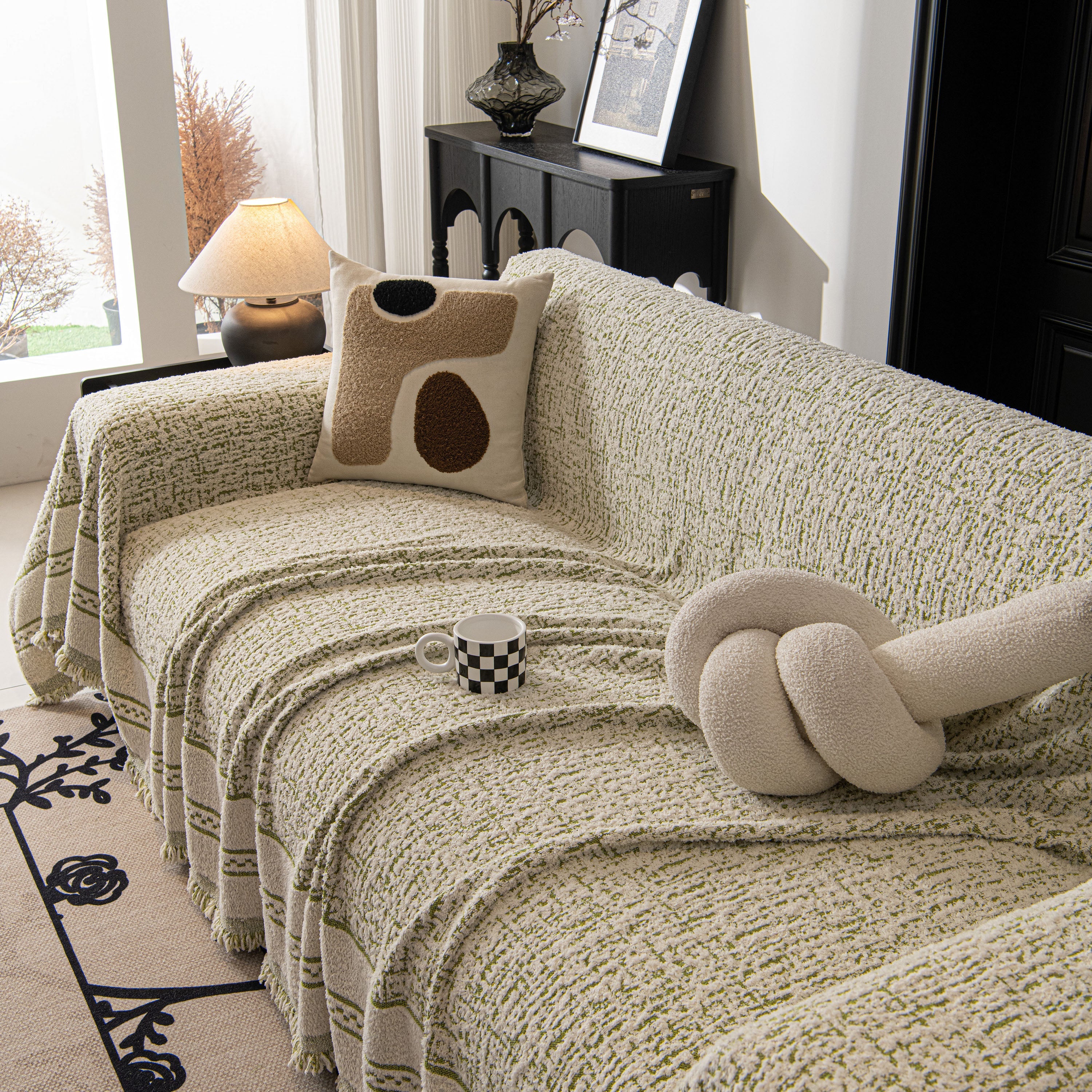 Textured Woven Furniture Protector for Couch, Rustic Farmhouse Sofa Throw Blanket - Image 68