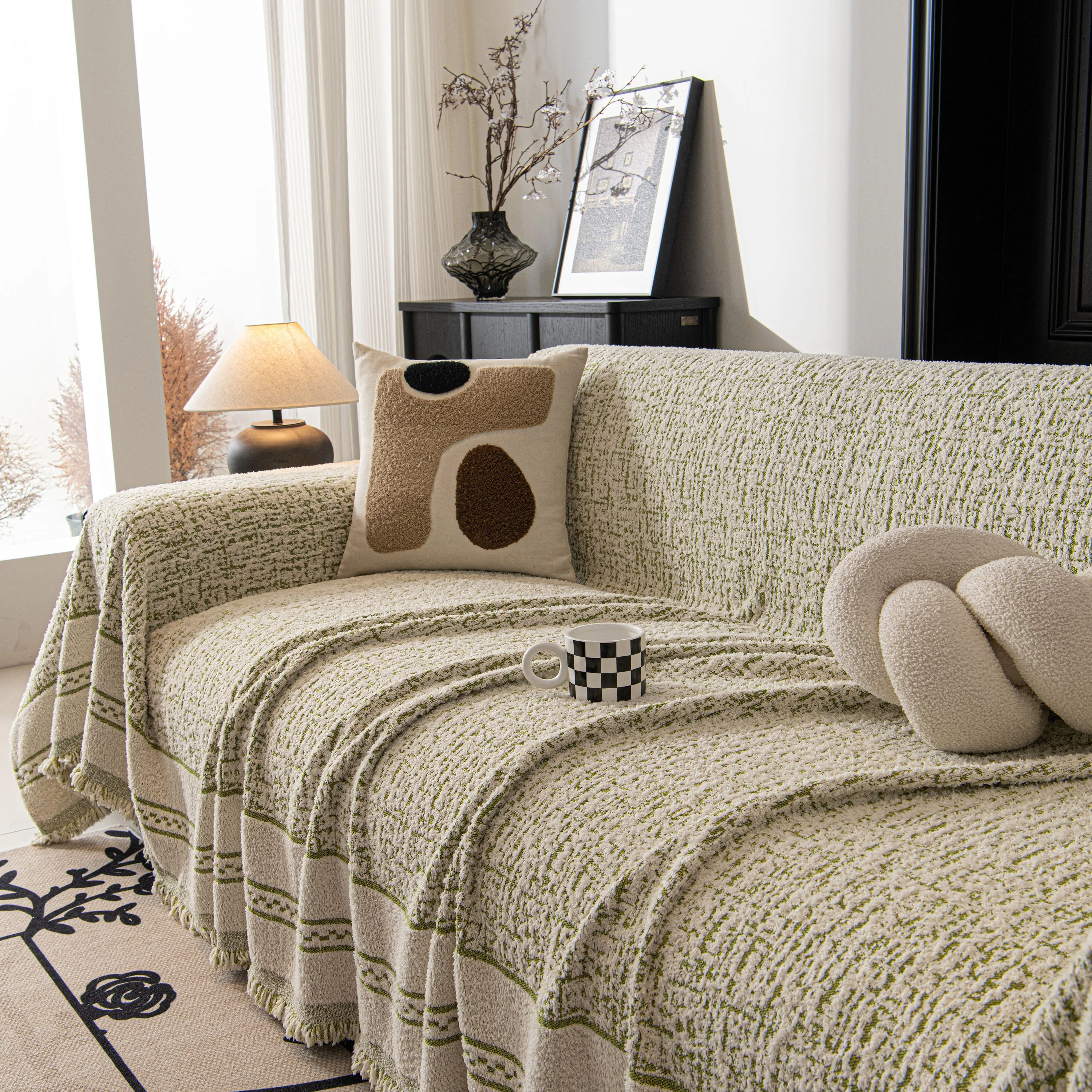 Textured Woven Furniture Protector for Couch, Rustic Farmhouse Sofa Throw Blanket - Image 69