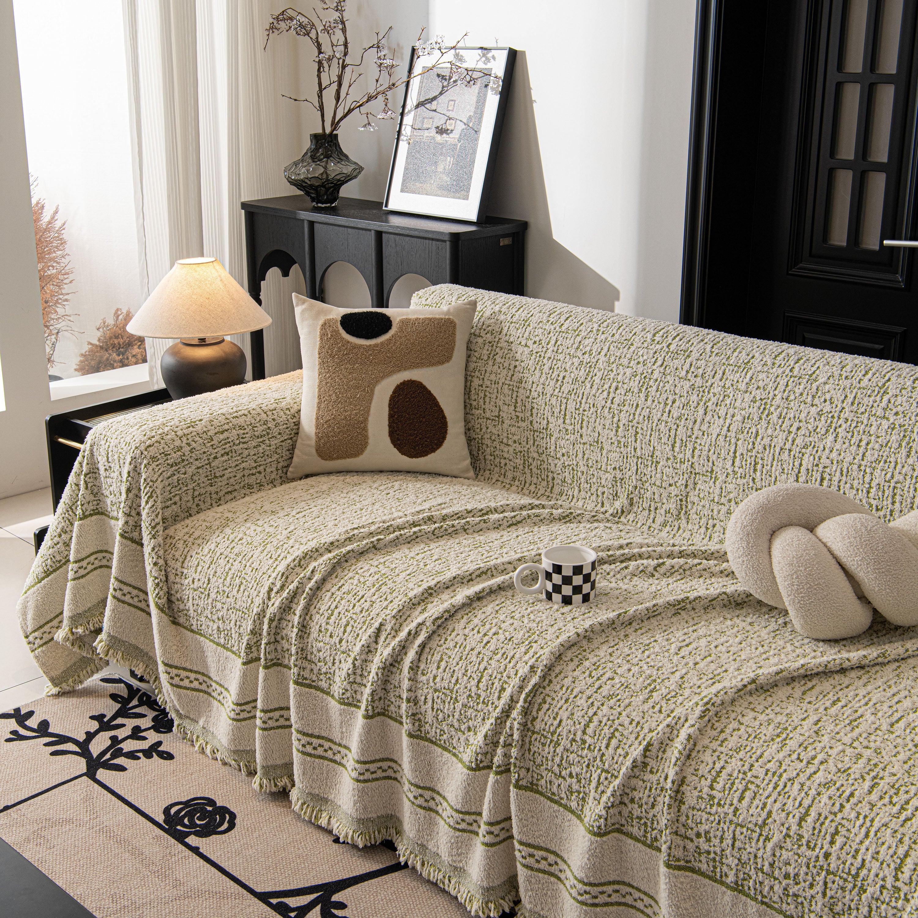 Textured Woven Furniture Protector for Couch, Rustic Farmhouse Sofa Throw Blanket - Image 70