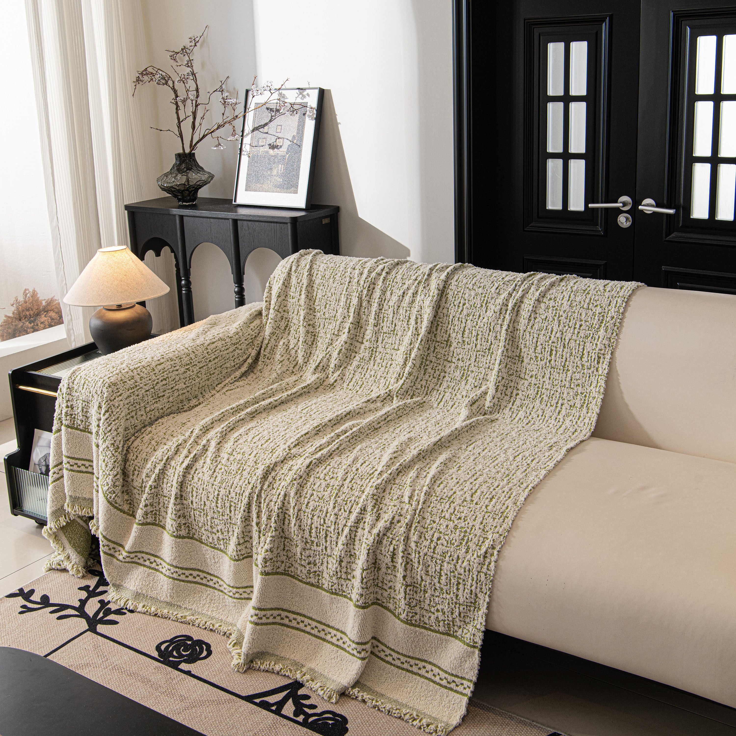 Textured Woven Furniture Protector for Couch, Rustic Farmhouse Sofa Throw Blanket - Image 71