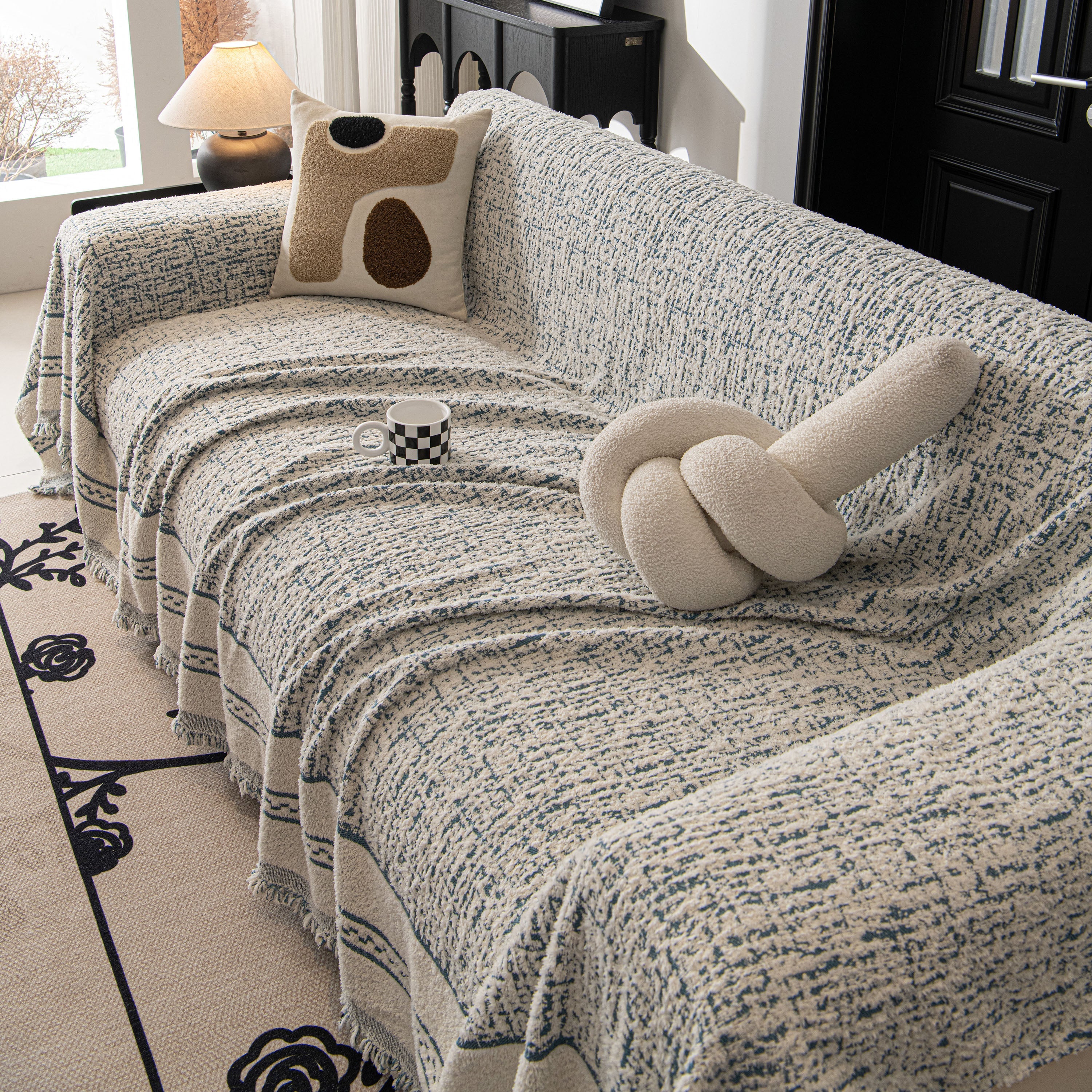 Textured Woven Furniture Protector for Couch, Rustic Farmhouse Sofa Throw Blanket - Image 94