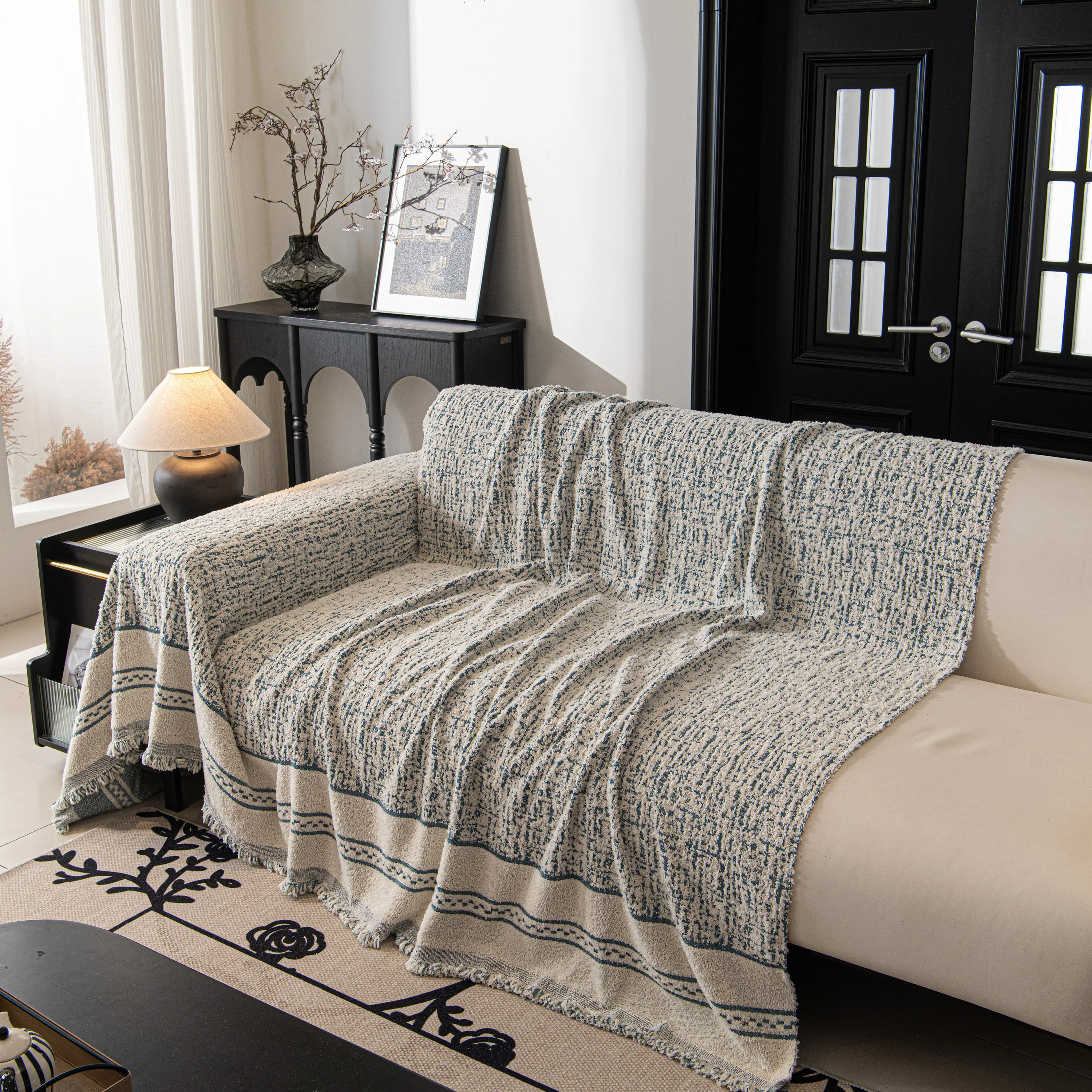 Textured Woven Furniture Protector for Couch, Rustic Farmhouse Sofa Throw Blanket - Image 97
