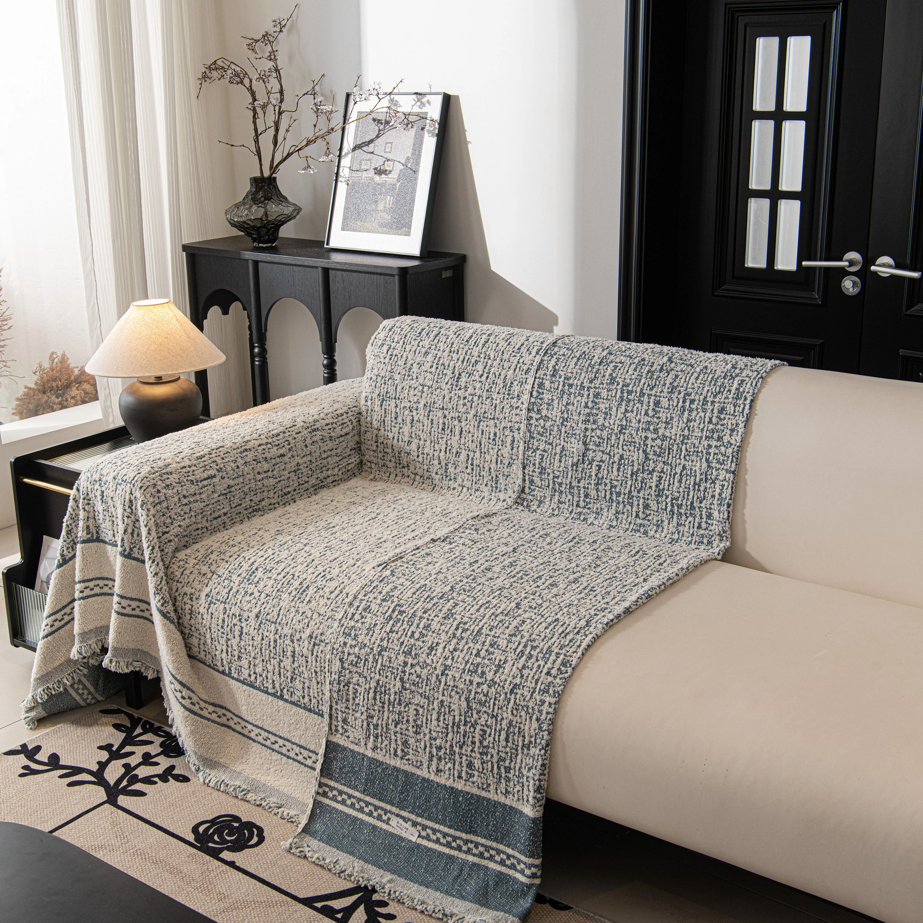 Textured Woven Furniture Protector for Couch, Rustic Farmhouse Sofa Throw Blanket - Image 98