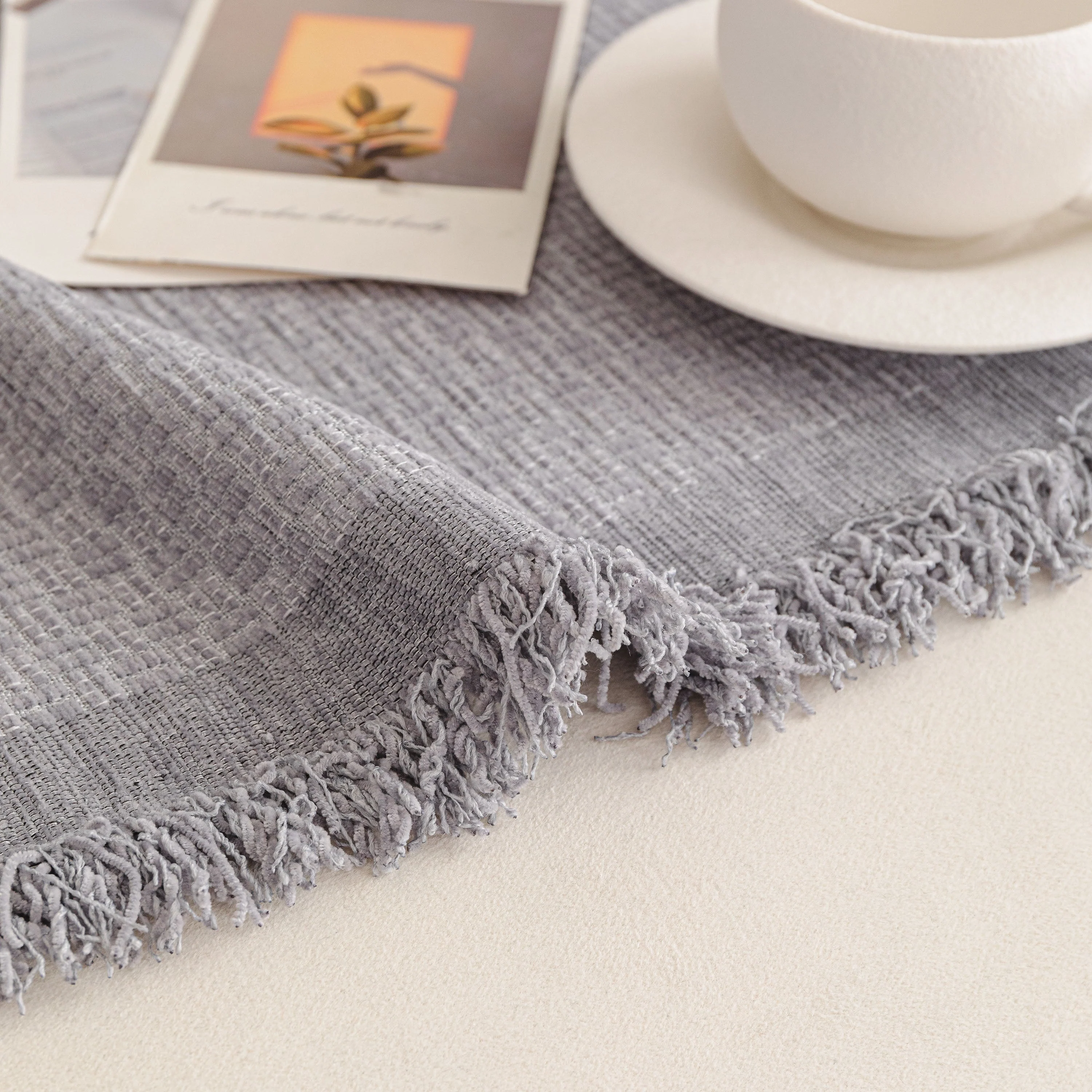 Textured Woven Modern Sofa Cover, Natural Blend Decorative Couch Throw Blanket - Image 36