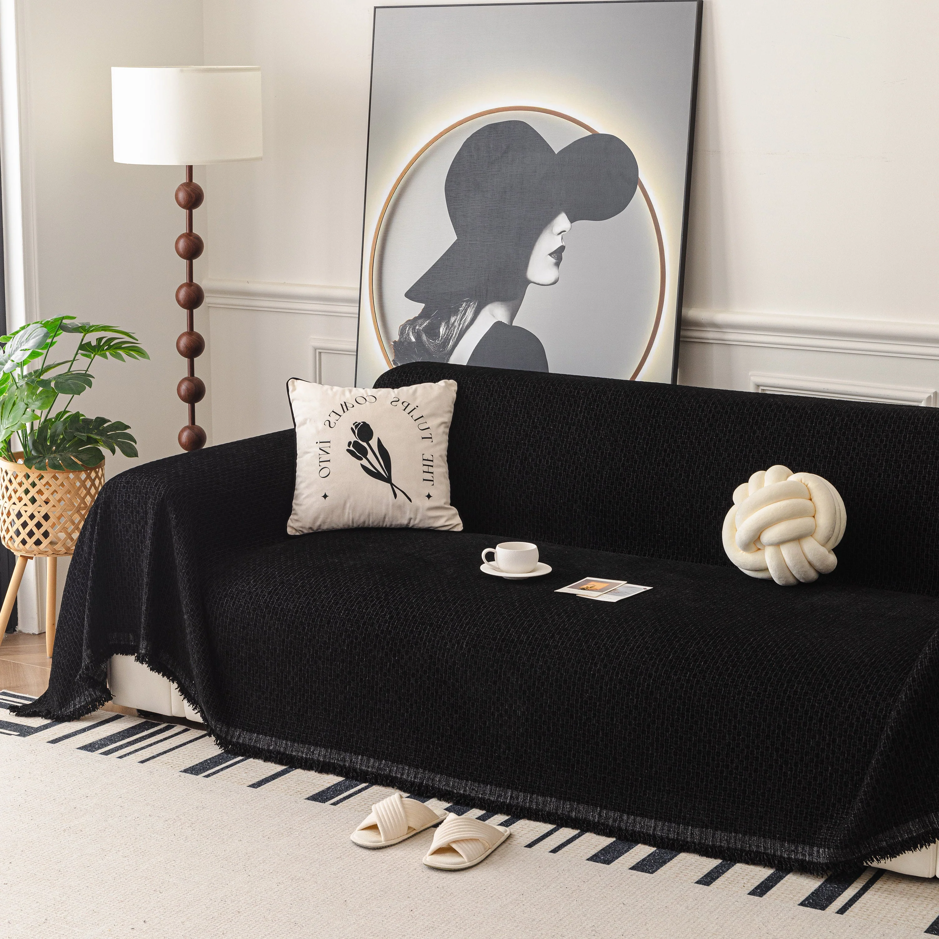 Textured Woven Modern Sofa Cover, Natural Blend Decorative Couch Throw Blanket - Image 40