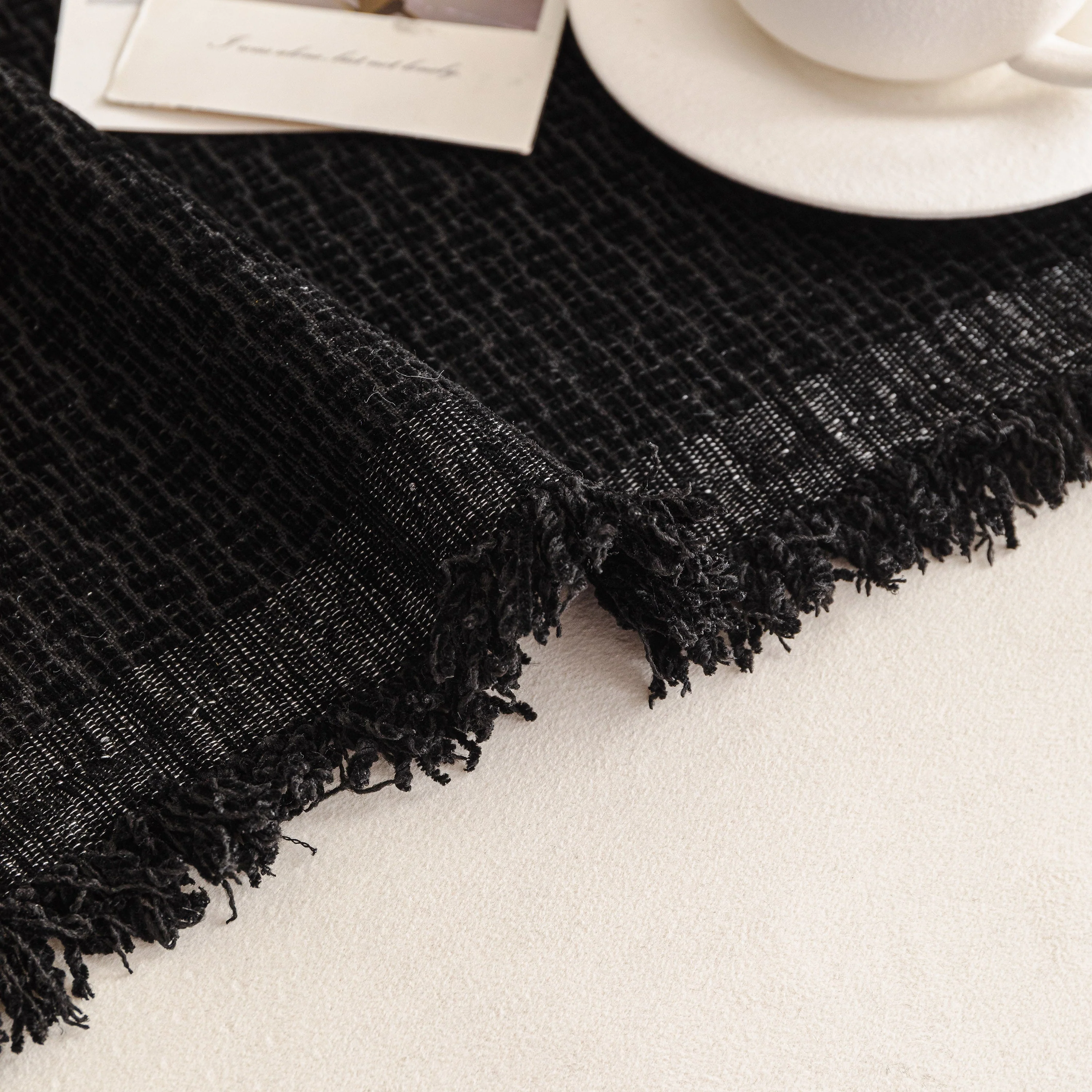 Textured Woven Modern Sofa Cover, Natural Blend Decorative Couch Throw Blanket - Image 55