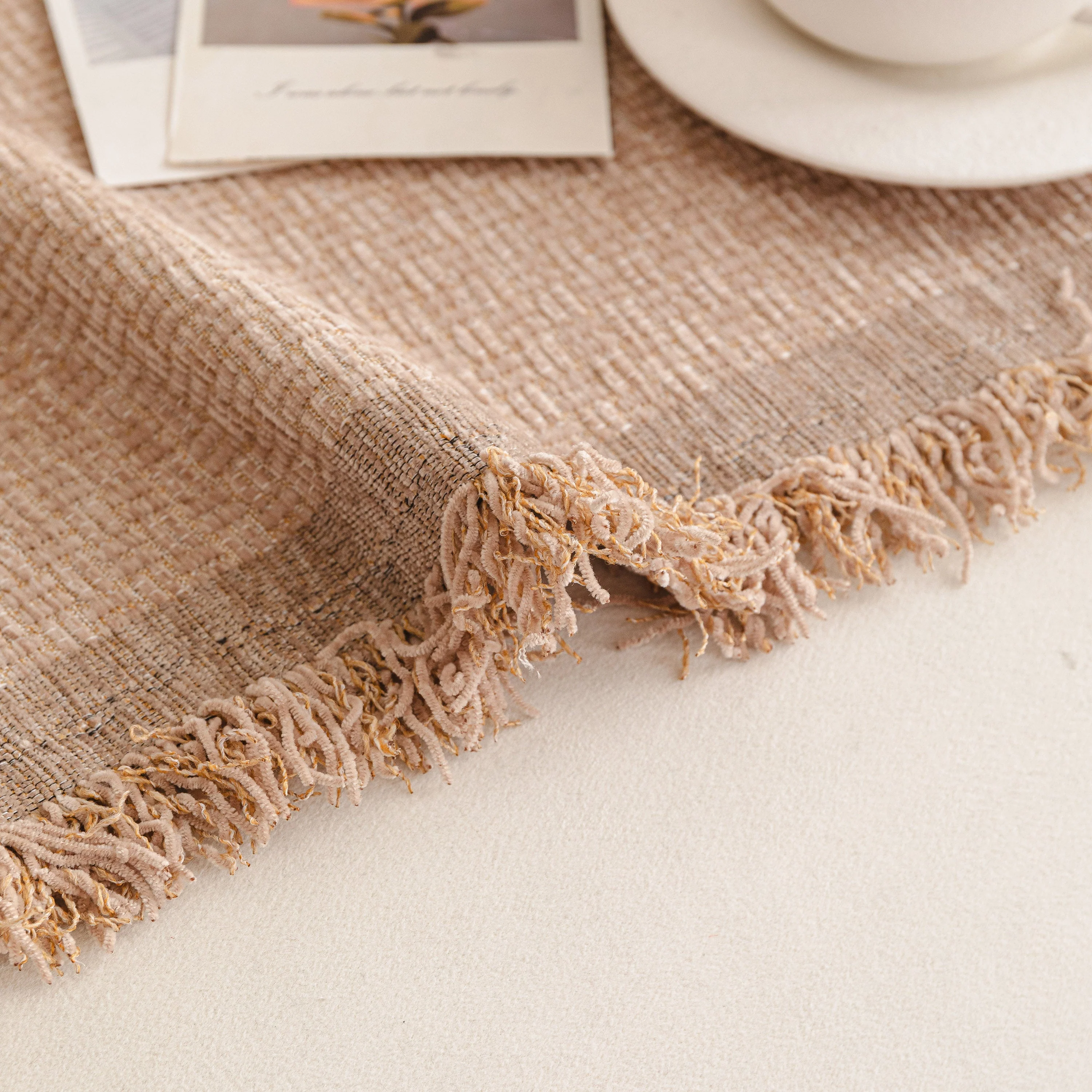 Textured Woven Modern Sofa Cover, Natural Blend Decorative Couch Throw Blanket - Image 73