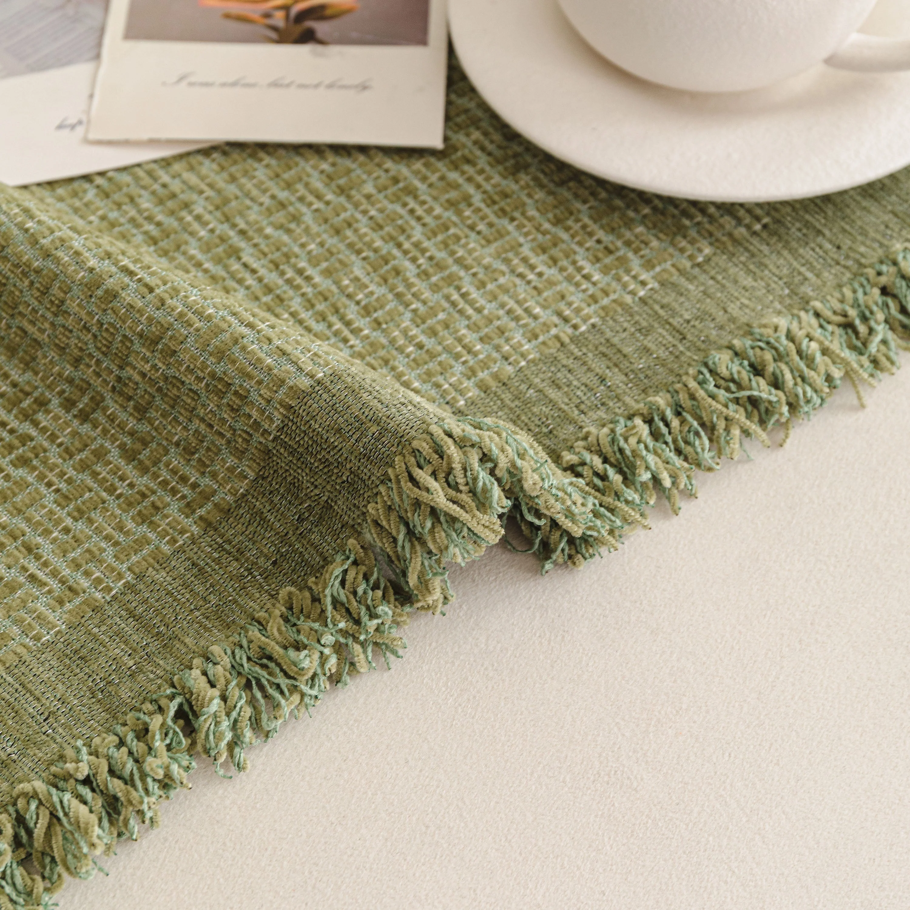 Textured Woven Modern Sofa Cover, Natural Blend Decorative Couch Throw Blanket - Image 90
