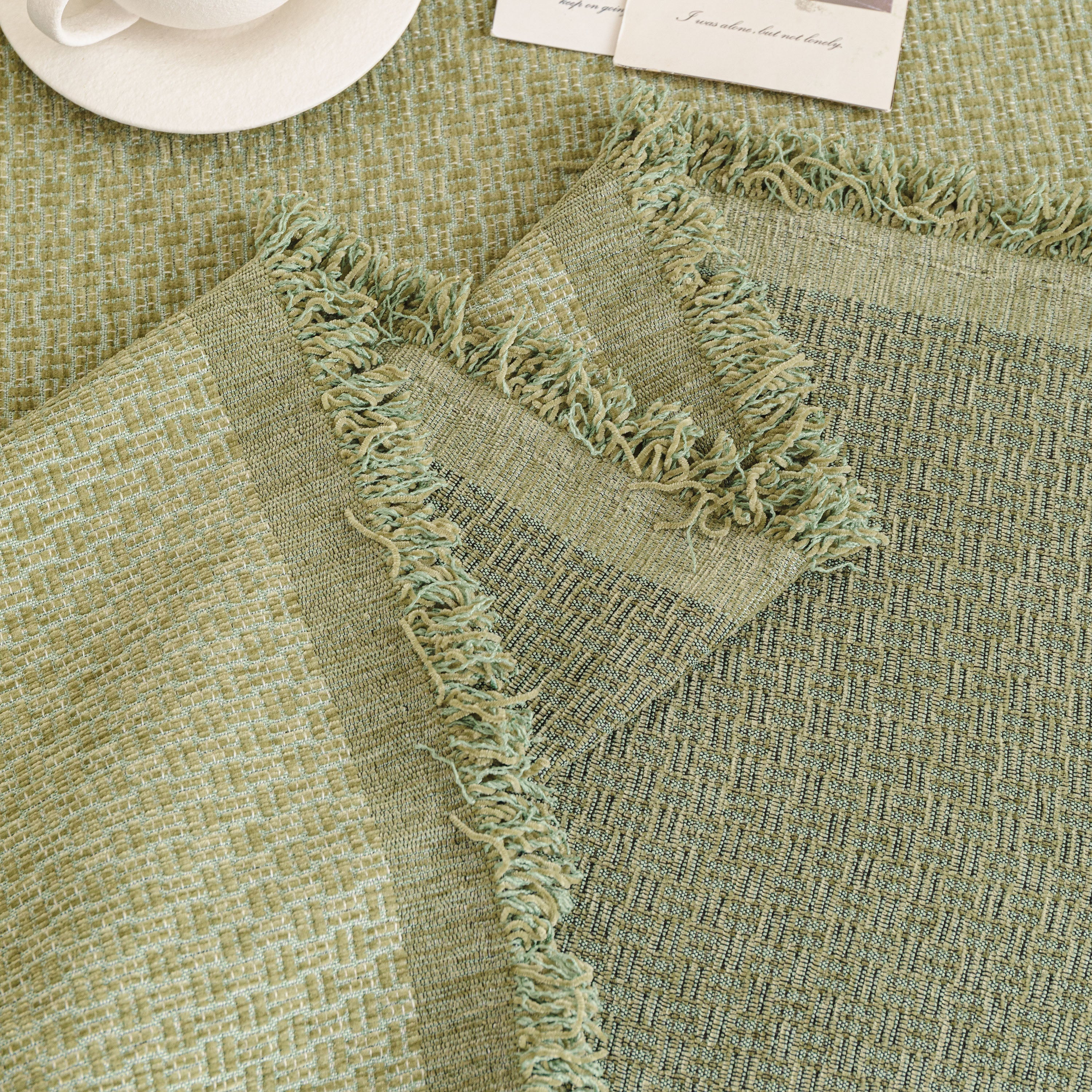 Textured Woven Modern Sofa Cover, Natural Blend Decorative Couch Throw Blanket - Image 91