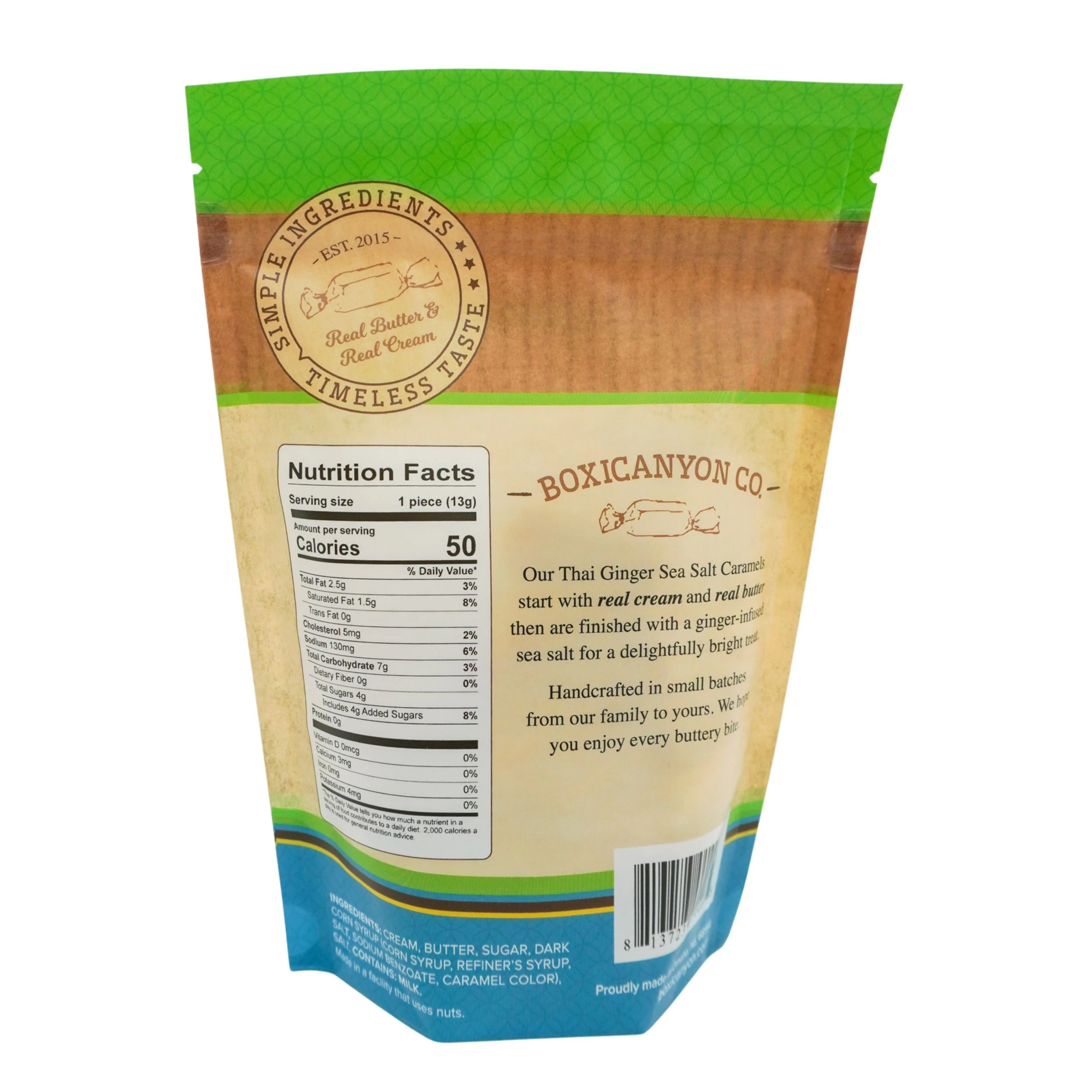 Thai Ginger Sea Salt Caramels | Pack of 3 | 12 Caramels Each | Boxicanyon Caramels - Image 3
