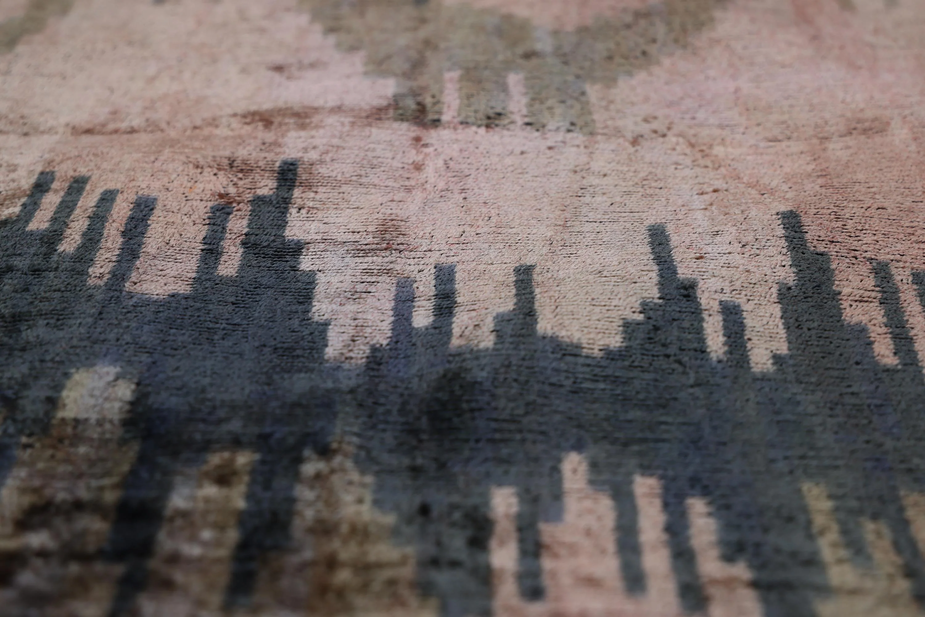 The Abstract Landscape Painterly Silk Velvet Pillow - Dusty Rose & Charcoal 20x20 - Image 3