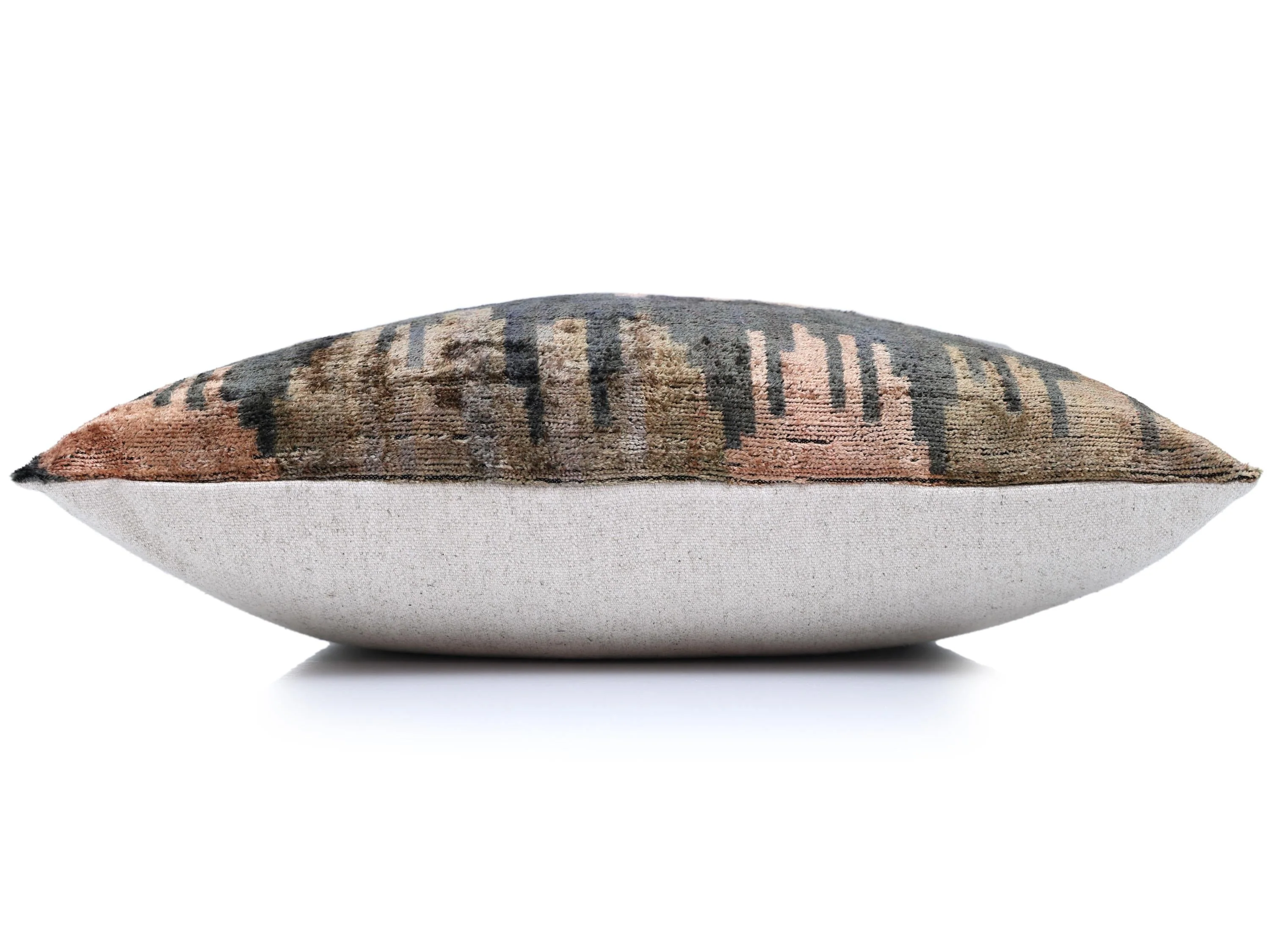 The Abstract Landscape Painterly Silk Velvet Pillow - Dusty Rose & Charcoal 20x20 - Image 4