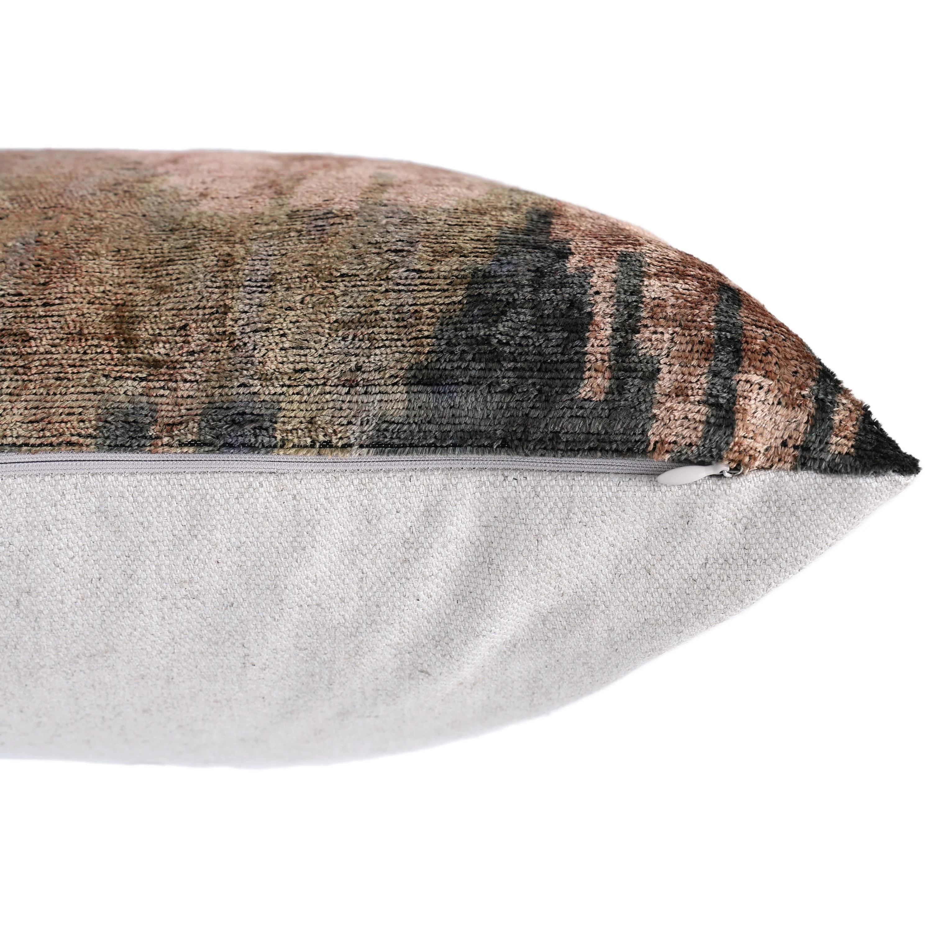The Abstract Landscape Painterly Silk Velvet Pillow - Dusty Rose & Charcoal 20x20 - Image 6
