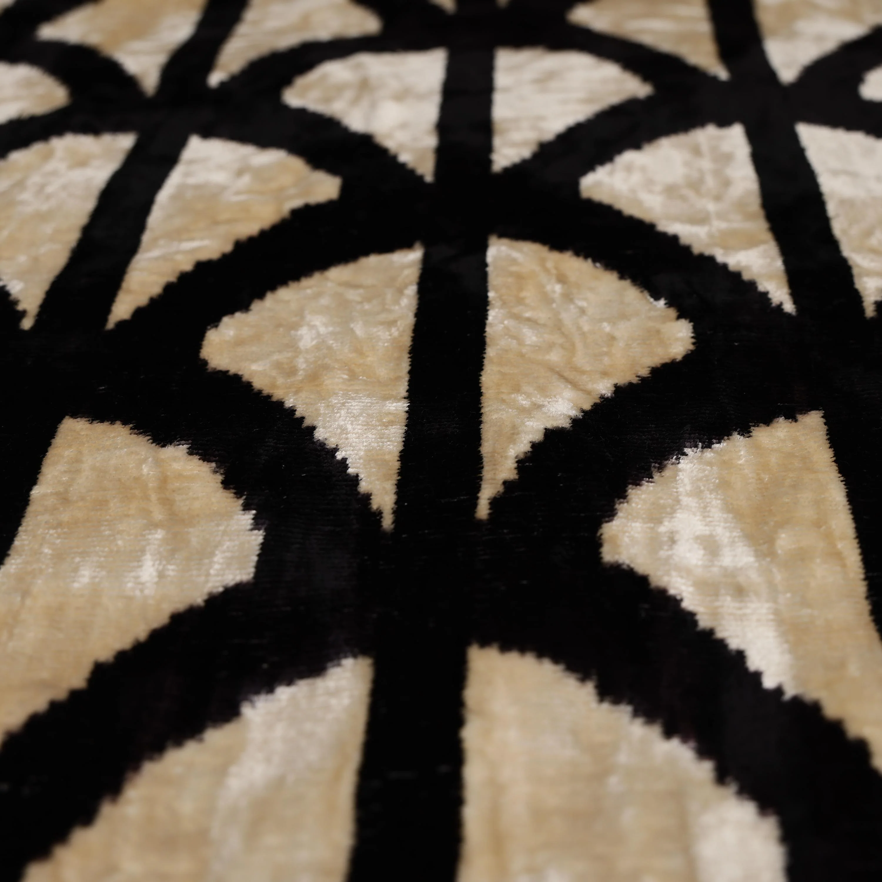 The Artisan Geometric Silk Velvet Pillow - Beige Bronze & Gold 20x20 in - Image 3