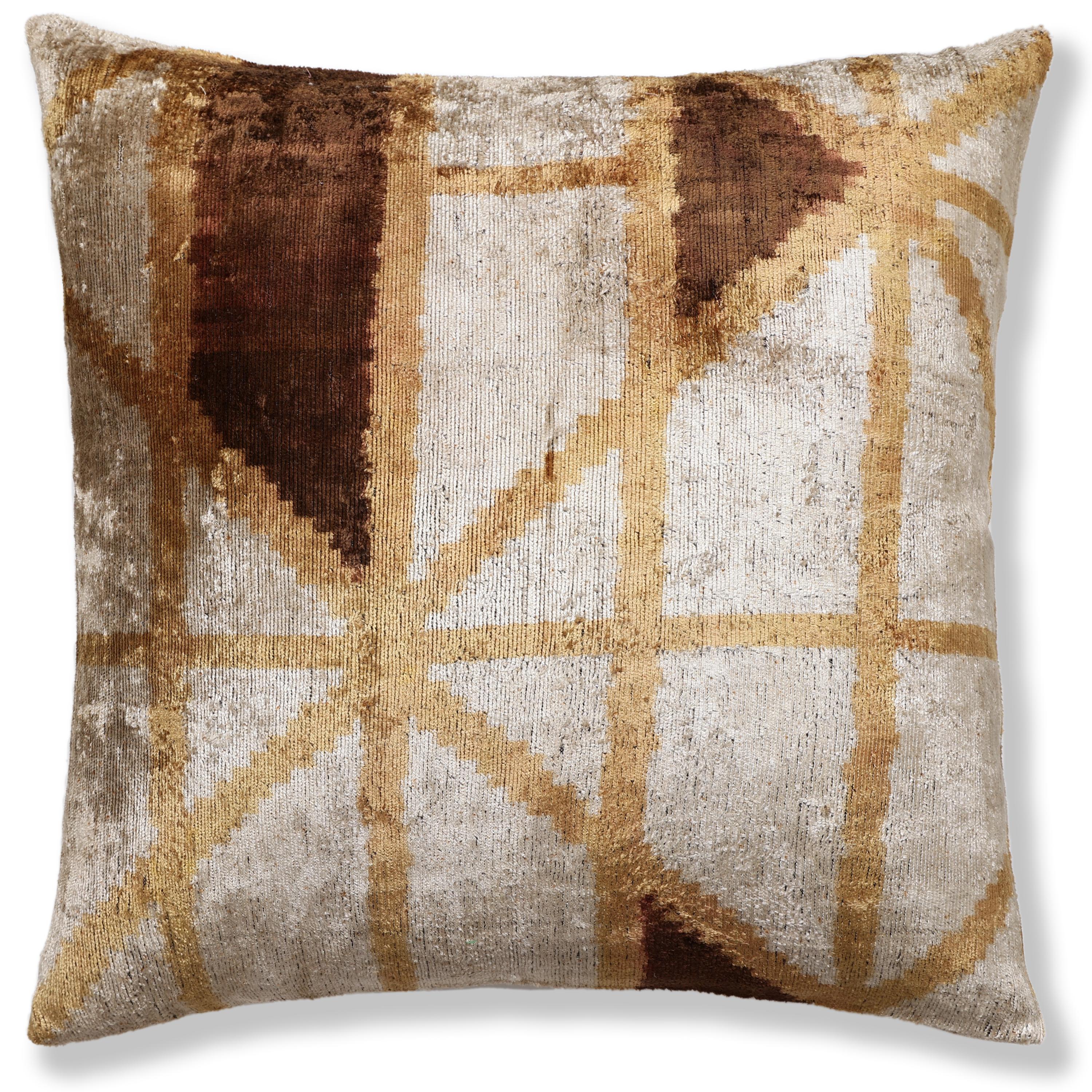 The Artisan Geometric Silk Velvet Pillow - Bronze & Gold 20x20 in - Image 5