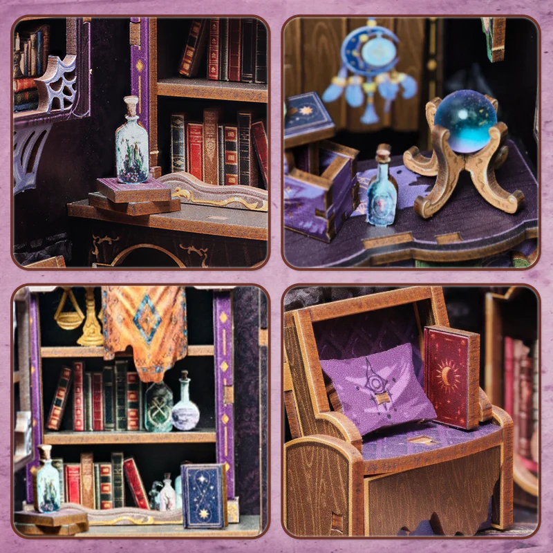 The Astrology Bookshop Dollhouse Kit - Miniature Wizardi Roombox Kit with LED Light F07M51-87-CWGC202 - Image 3
