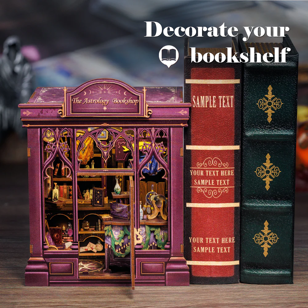 The Astrology Bookshop Dollhouse Kit - Miniature Wizardi Roombox Kit with LED Light F07M51-87-CWGC202 - Image 4