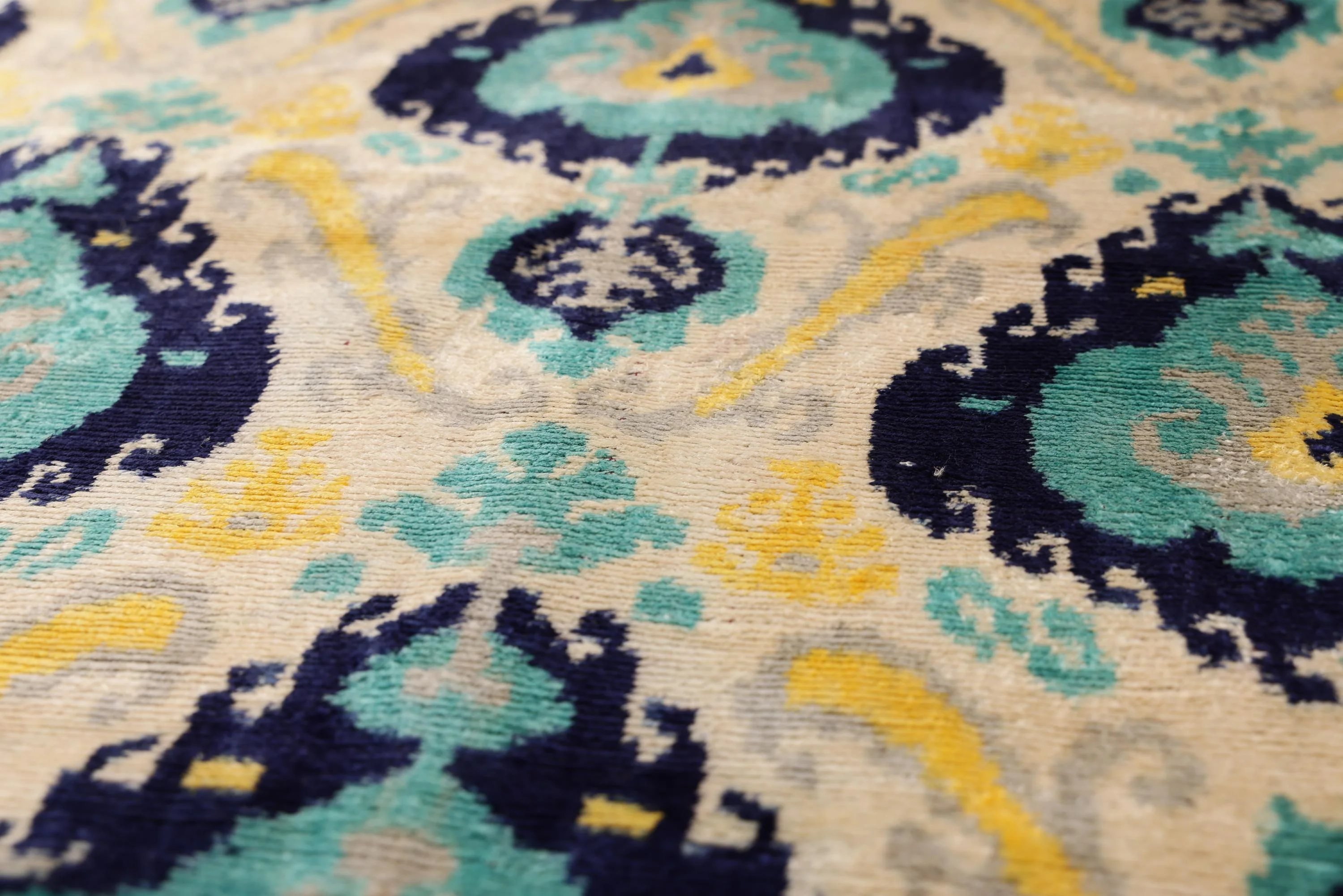 The Azure & Gold Medallion Silk Velvet Pillow - 20" x 20" - Image 3