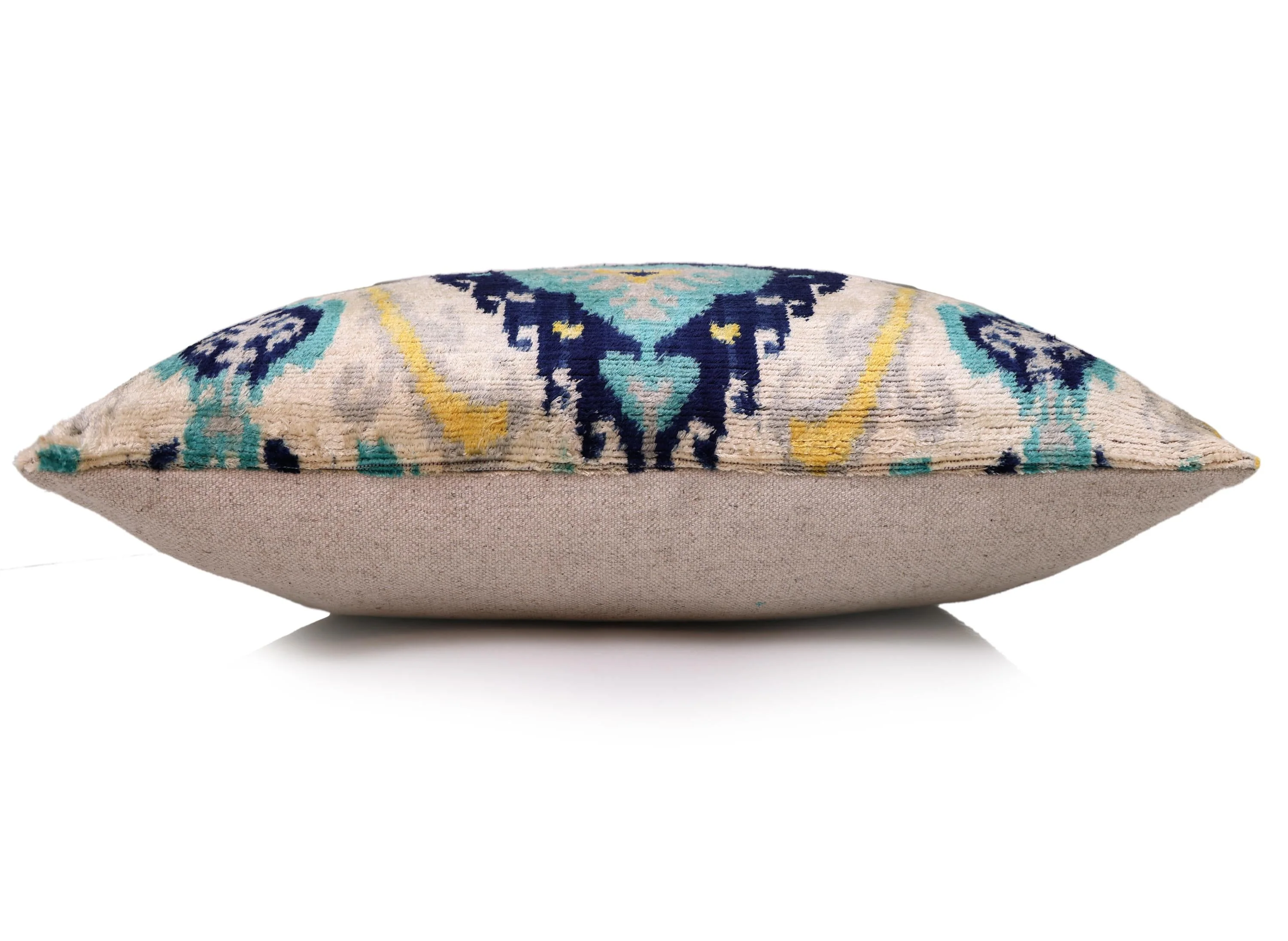 The Azure & Gold Medallion Silk Velvet Pillow - 20" x 20" - Image 4