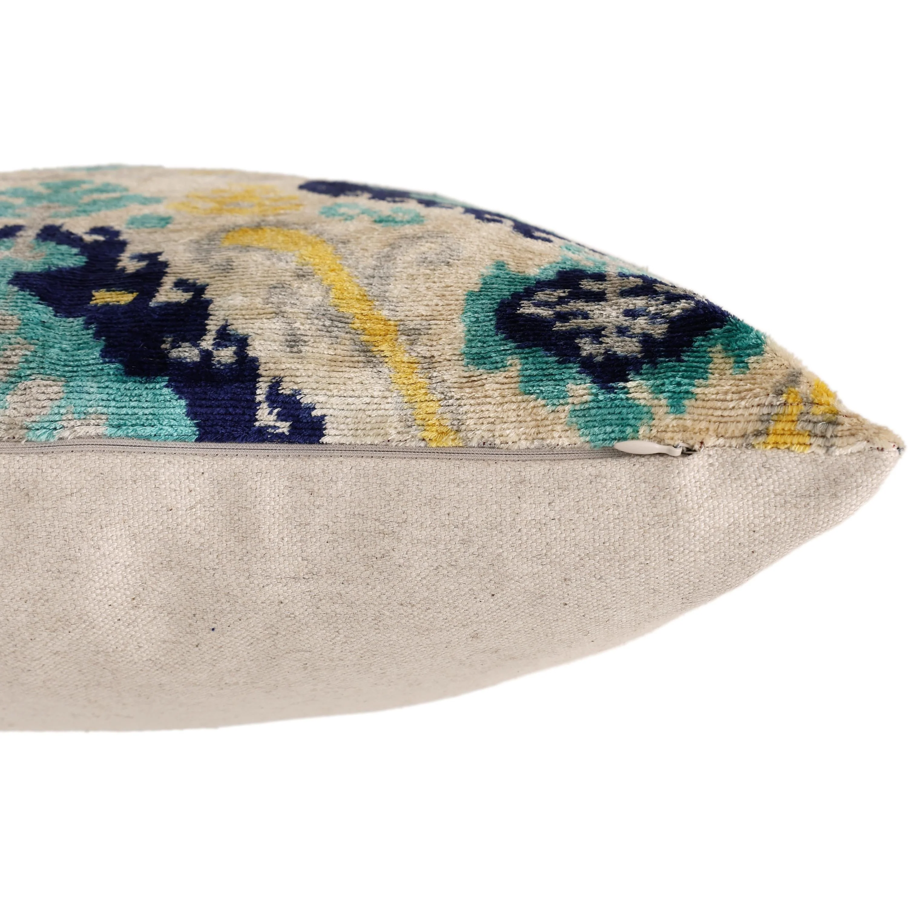The Azure & Gold Medallion Silk Velvet Pillow - 20" x 20" - Image 6