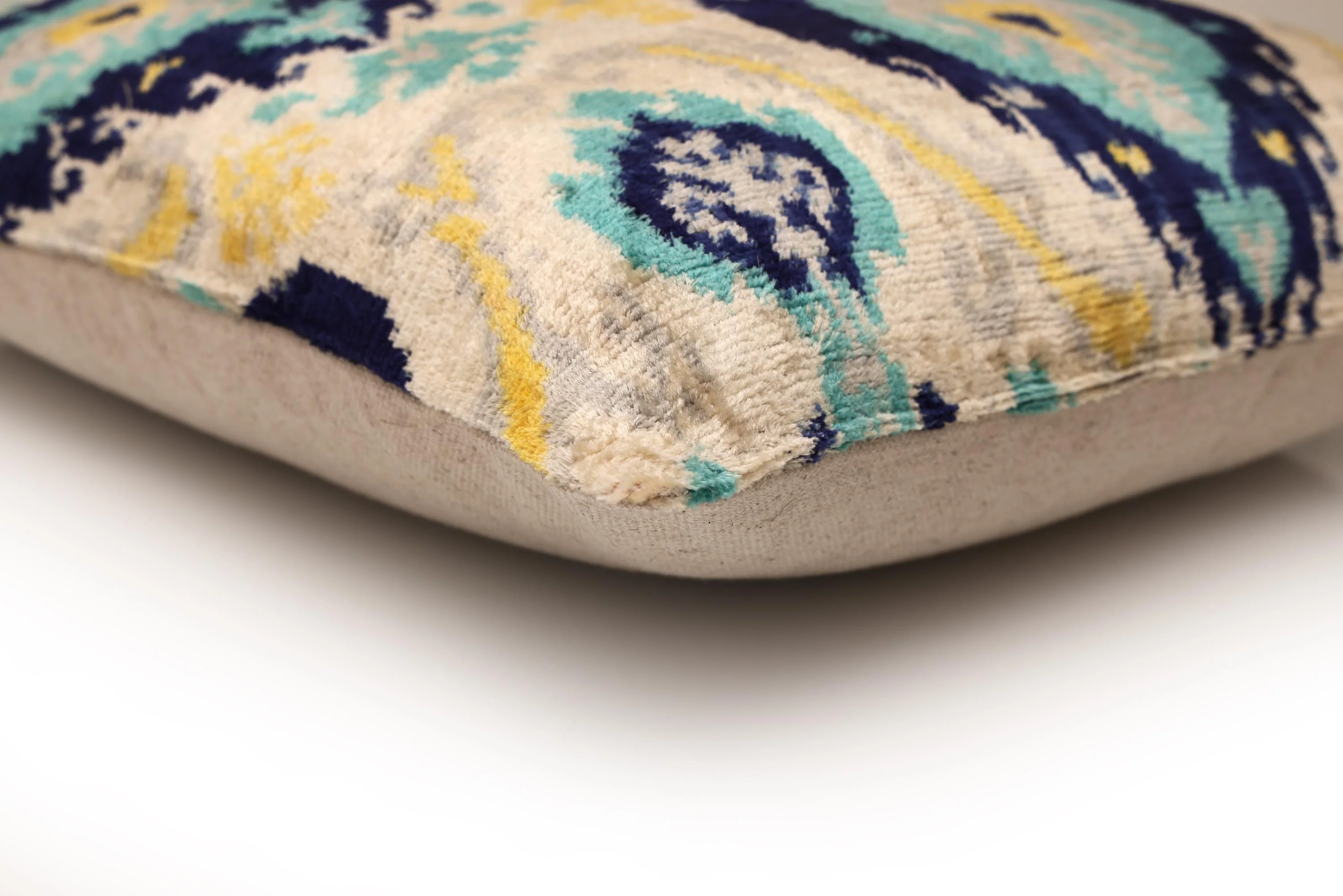 The Azure & Gold Medallion Silk Velvet Pillow - 20" x 20" - Image 8