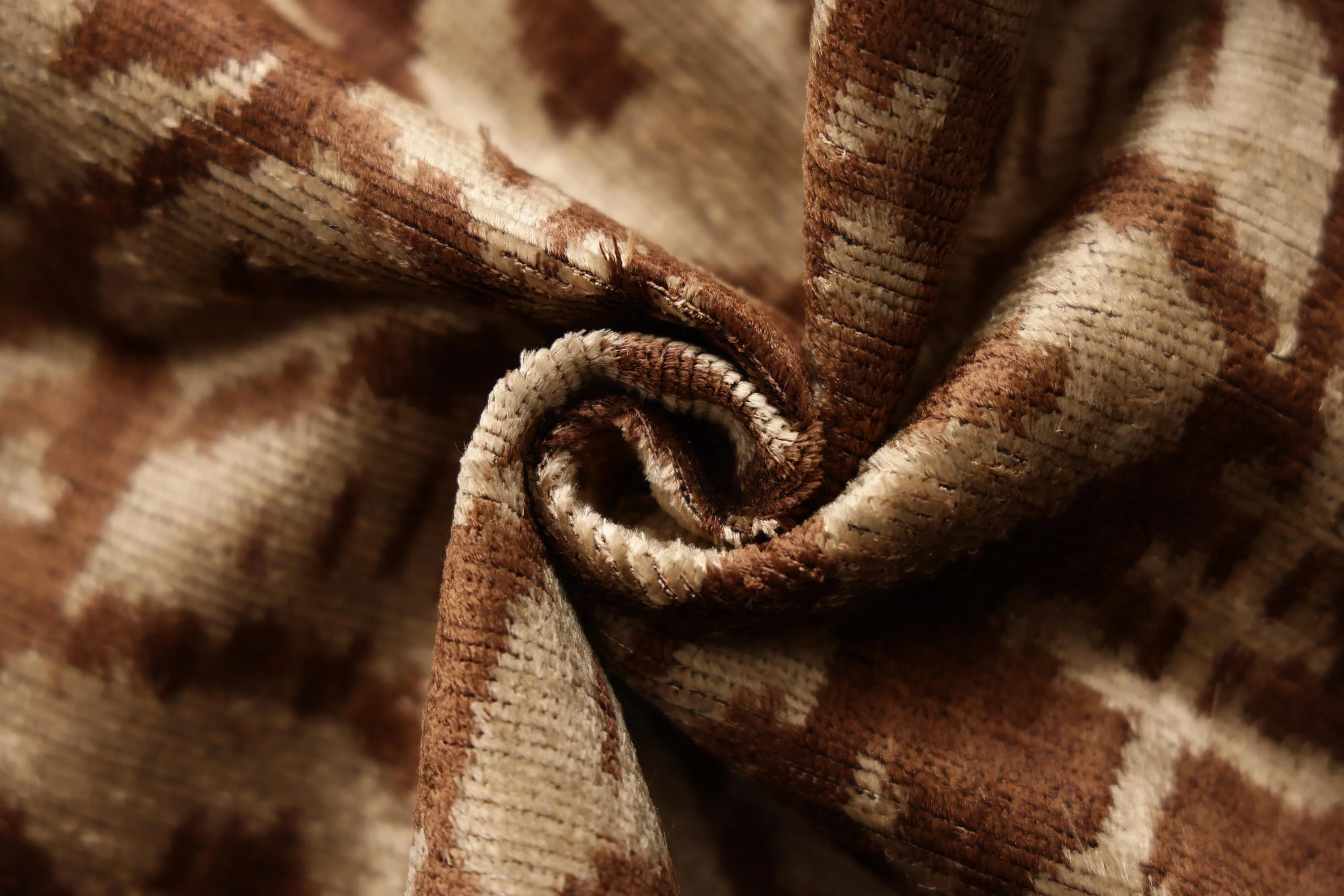 The Cognac & Cream Traditional Ikat Silk Velvet Pillow - 20" x 20" - Image 7