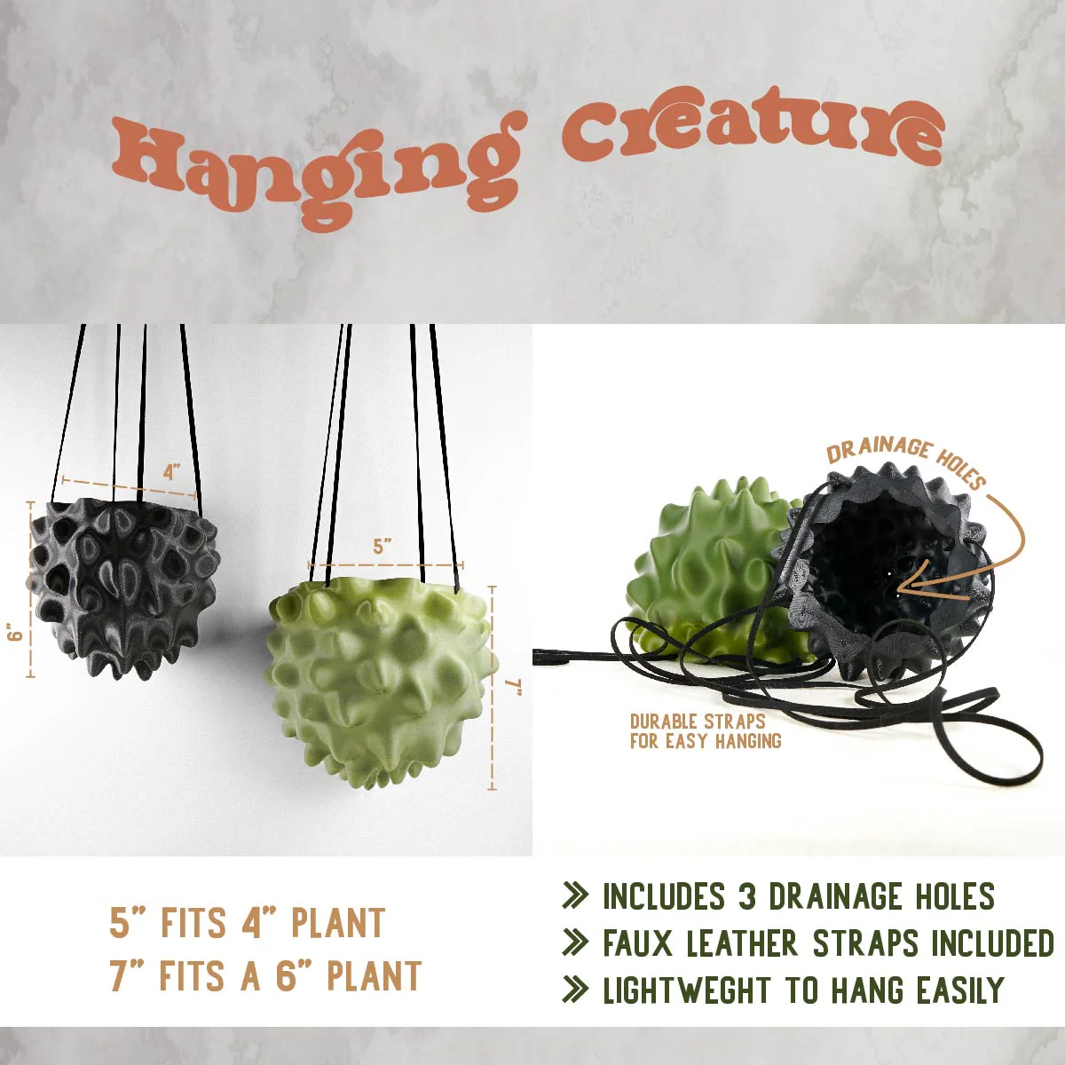 The Creature Orb Hanging Planter Pot With Drainage - Image 4
