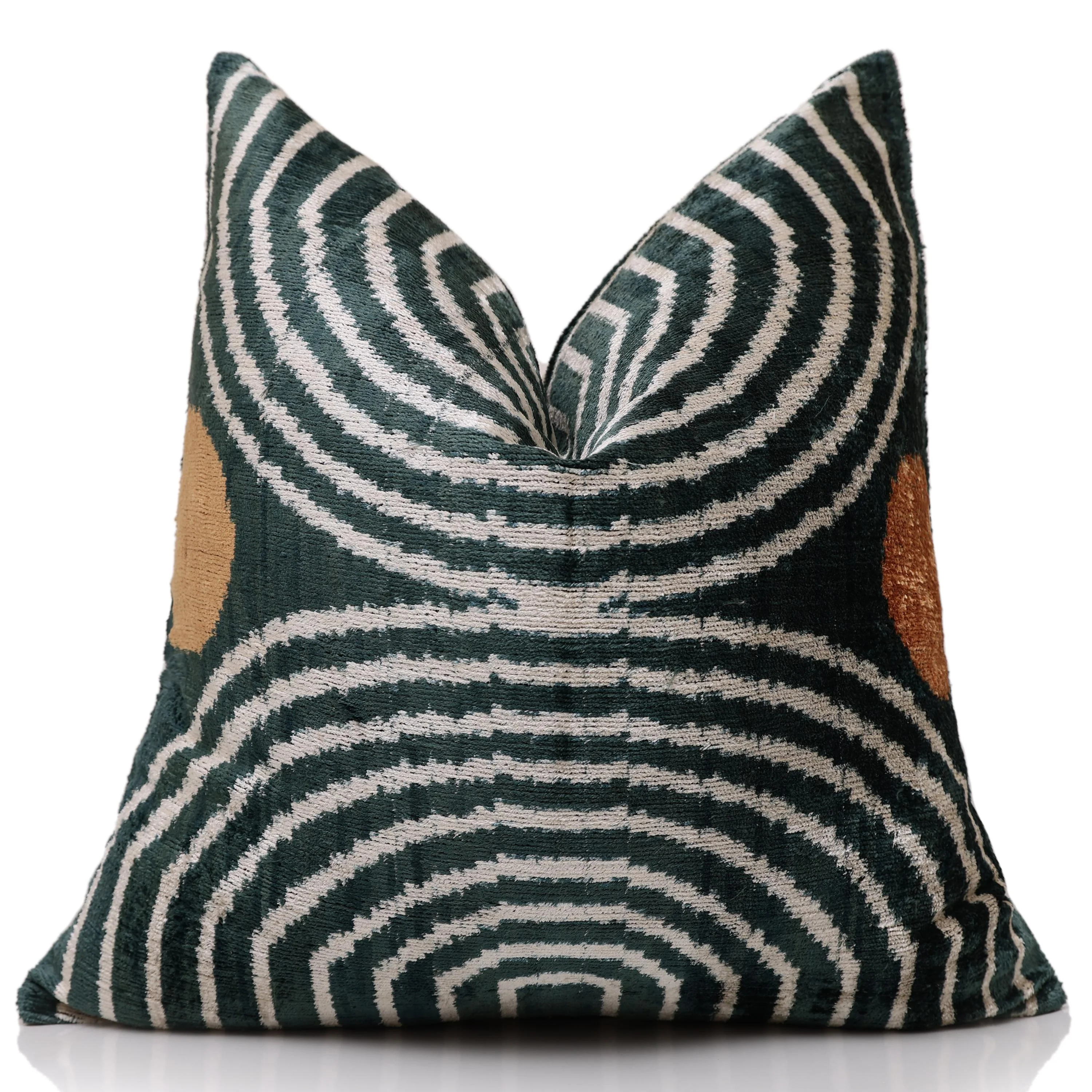 The Emerald Green & Geometric Arch Silk Velvet Pillow - 20" x 20"
