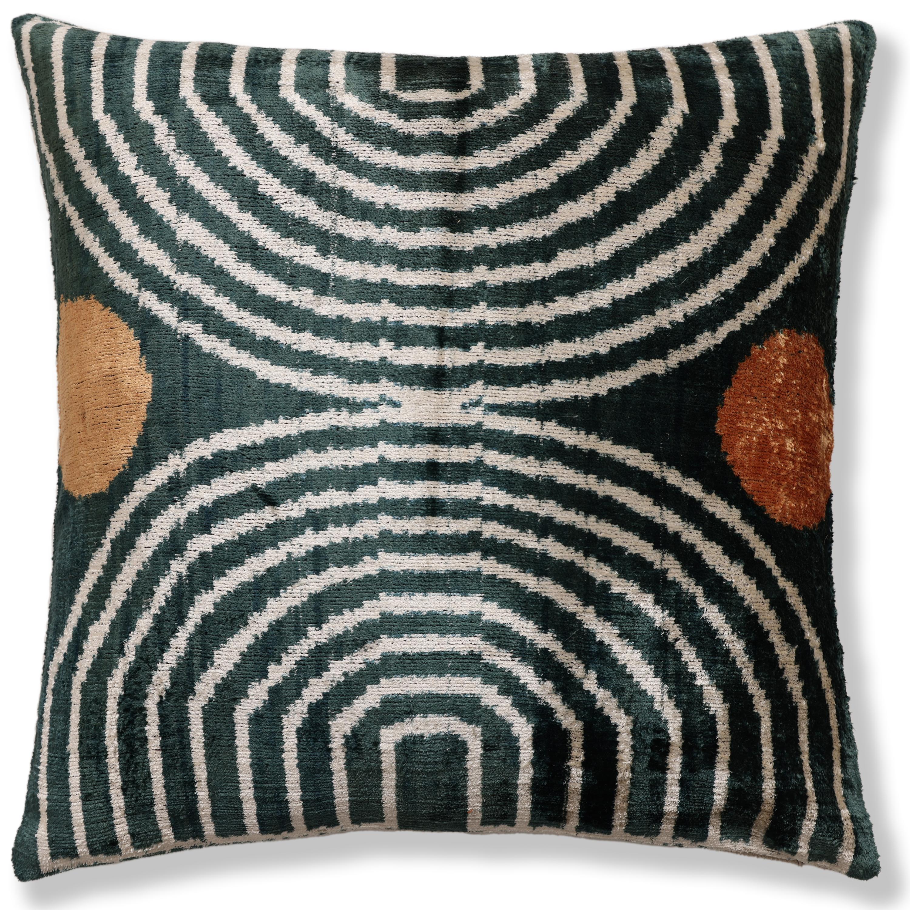 The Emerald Green & Geometric Arch Silk Velvet Pillow - 20" x 20" - Image 5