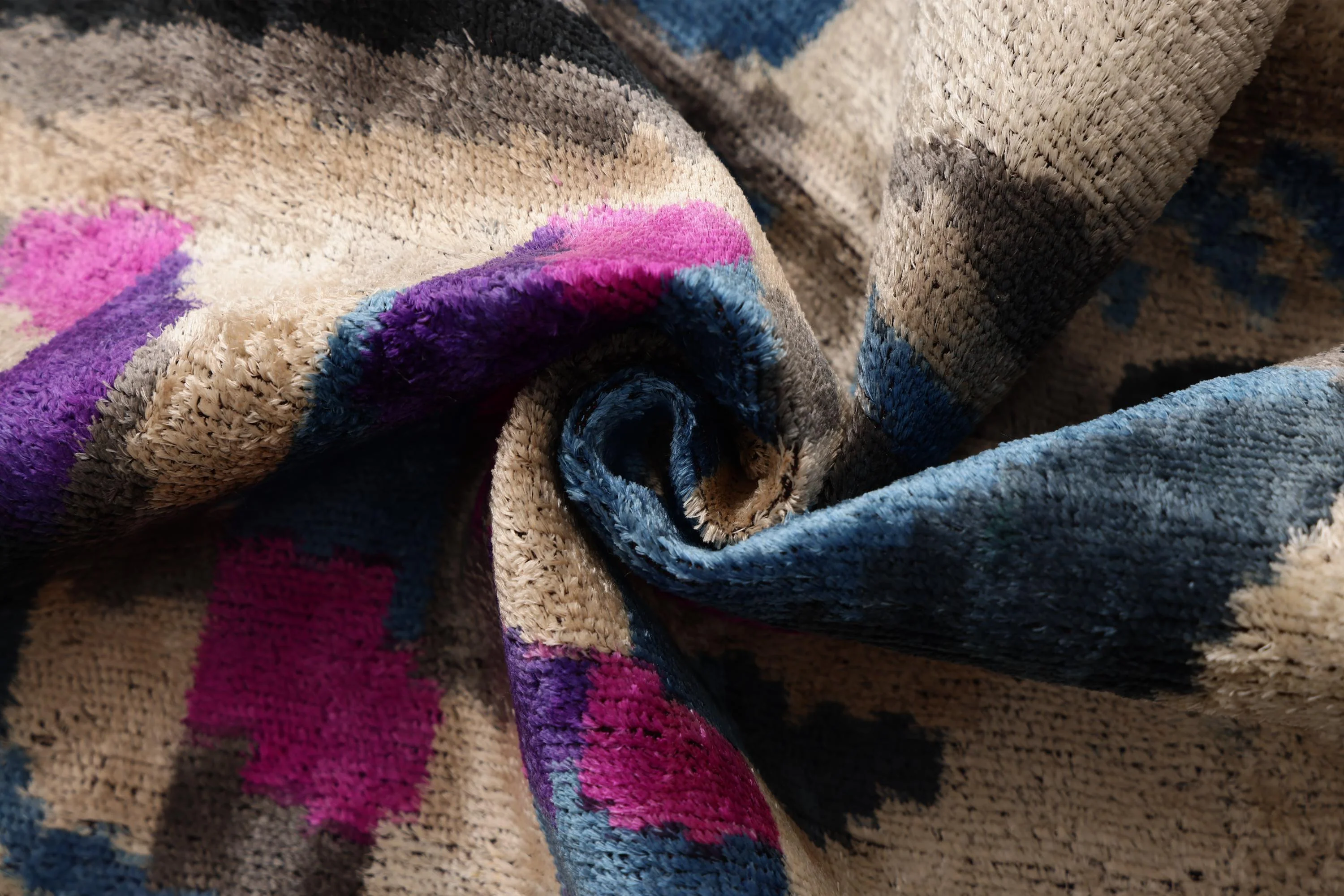 The Geometric Blue Bird Silk Velvet Pillow - 20" x 20" - Image 7