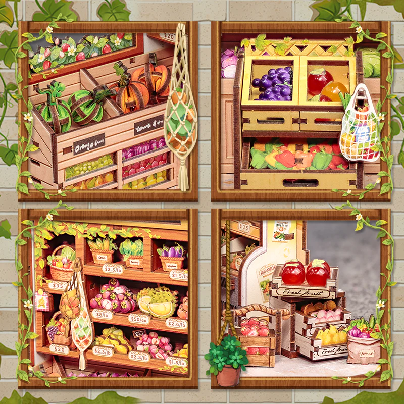 The Greens' Grocery Dollhouse Kit - Miniature Wizardi Roombox Kit with LED Light F07M51-94-CWGC213 - Image 4