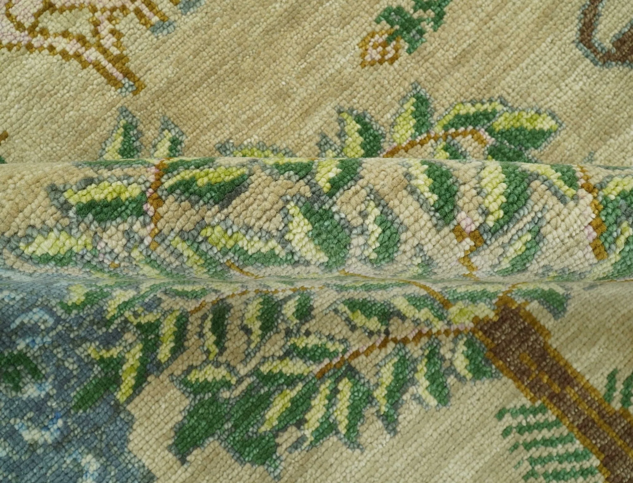 The Jungle Pond Custom Made Blue And Beige Hand Knotted Wool Area Rug - Image 7