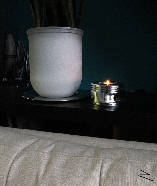 the KATE Jacobs WWII Radial Engine Piston Mirror Polished Tea Light Candle Holder - Image 2