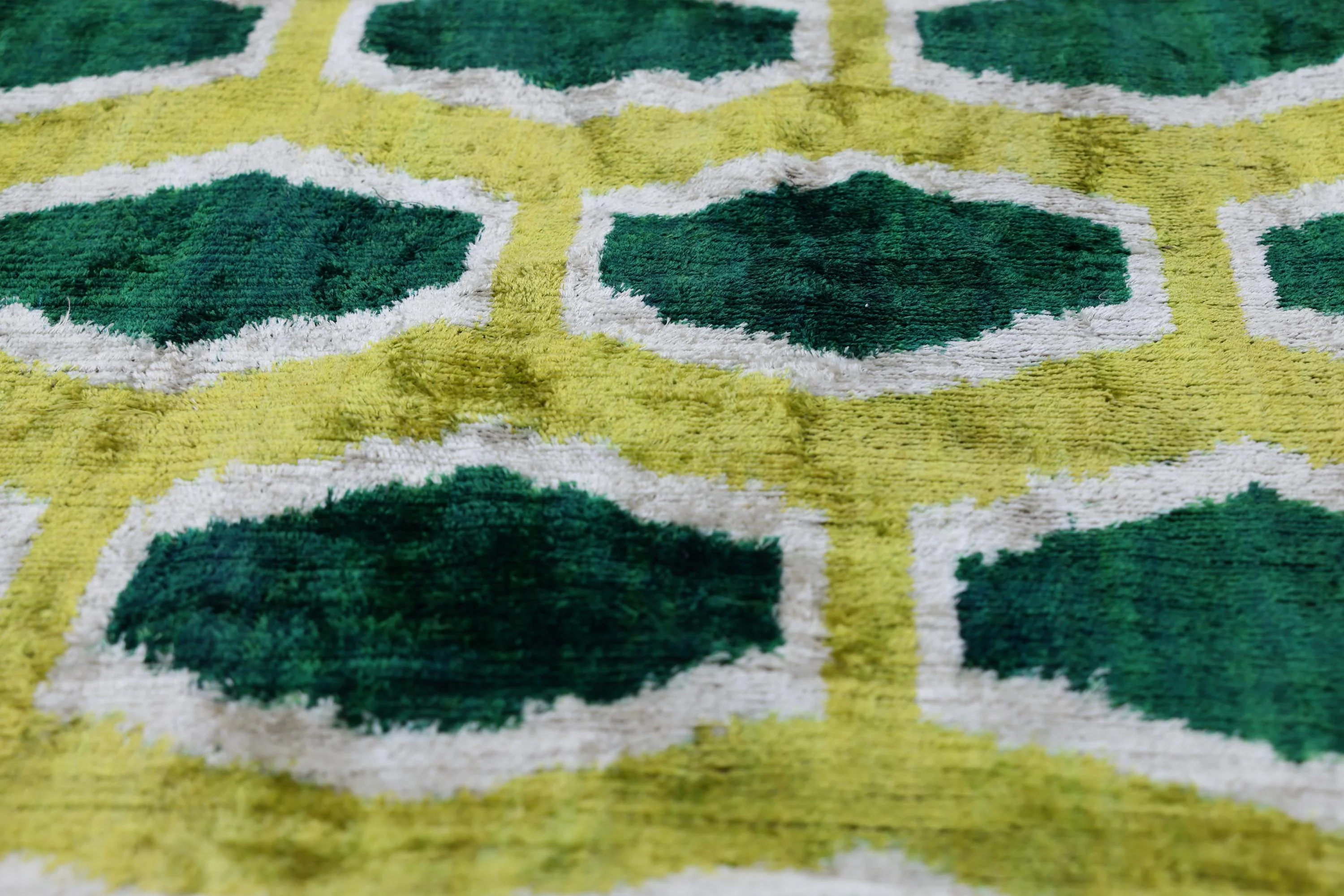 The Lime & Emerald Honeycomb Silk Velvet Pillow - 20" x 20" - Image 2