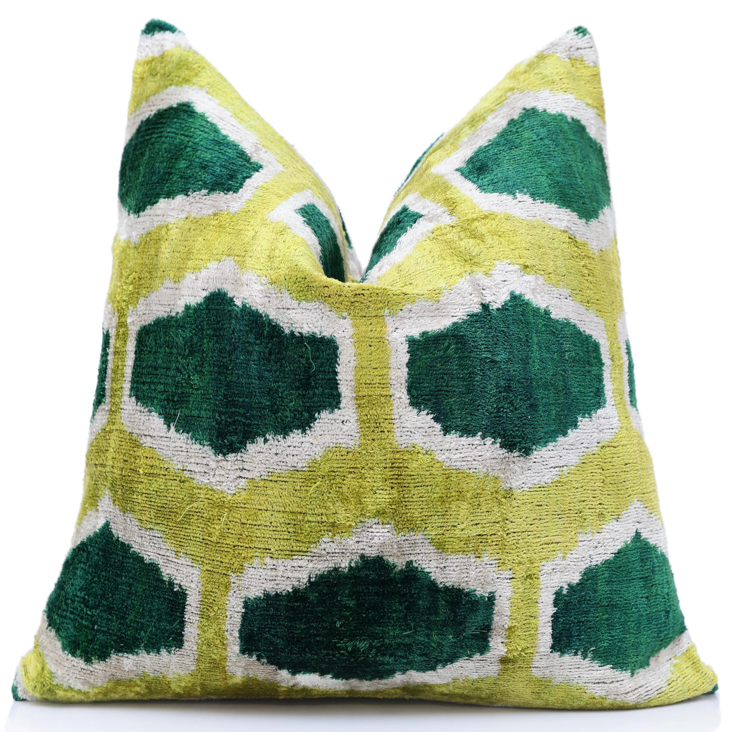 The Lime & Emerald Honeycomb Silk Velvet Pillow - 20" x 20" - Image 5