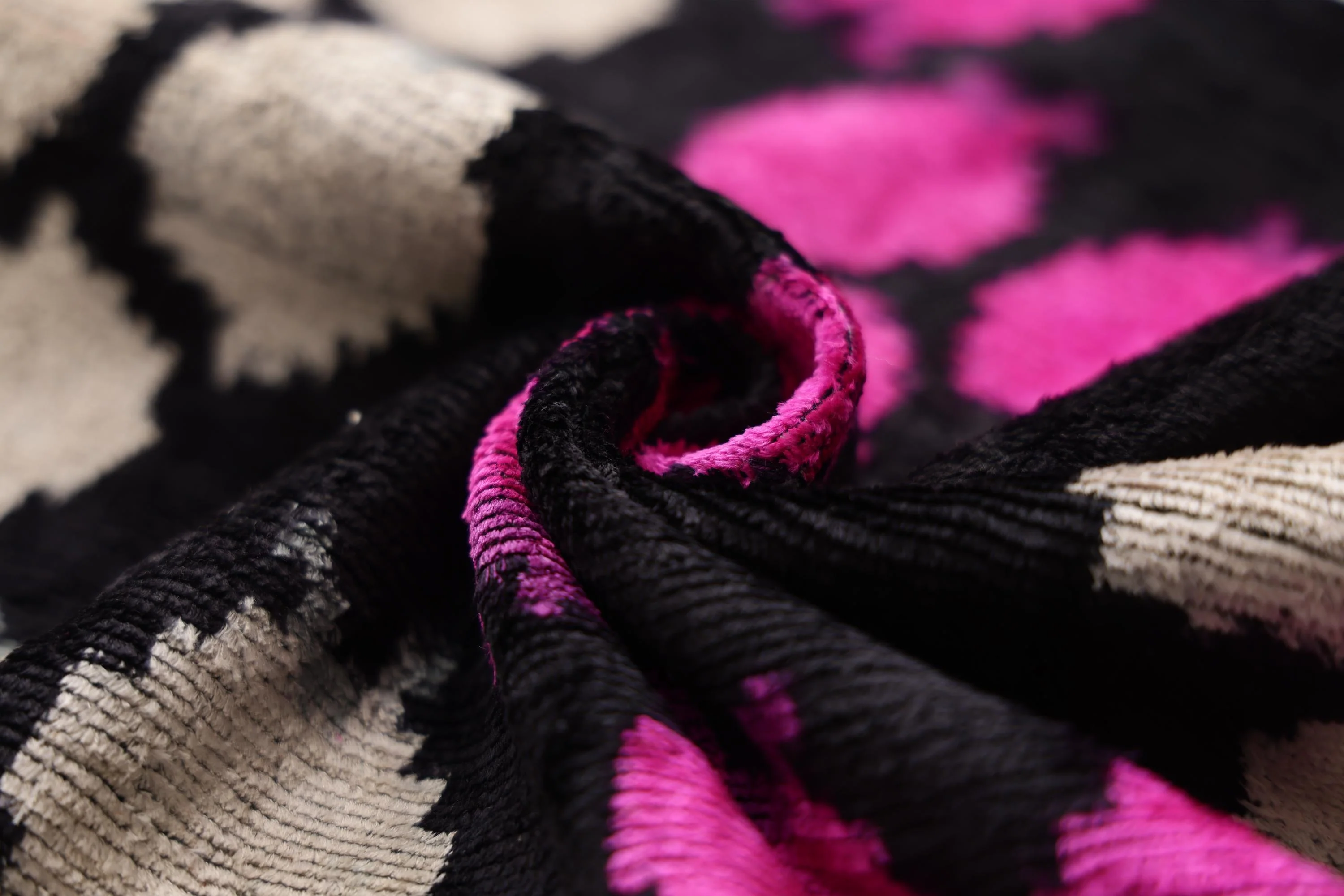 The Midnight & Magenta Ikat Silk Velvet Pillow - 20" x 20" - Image 2