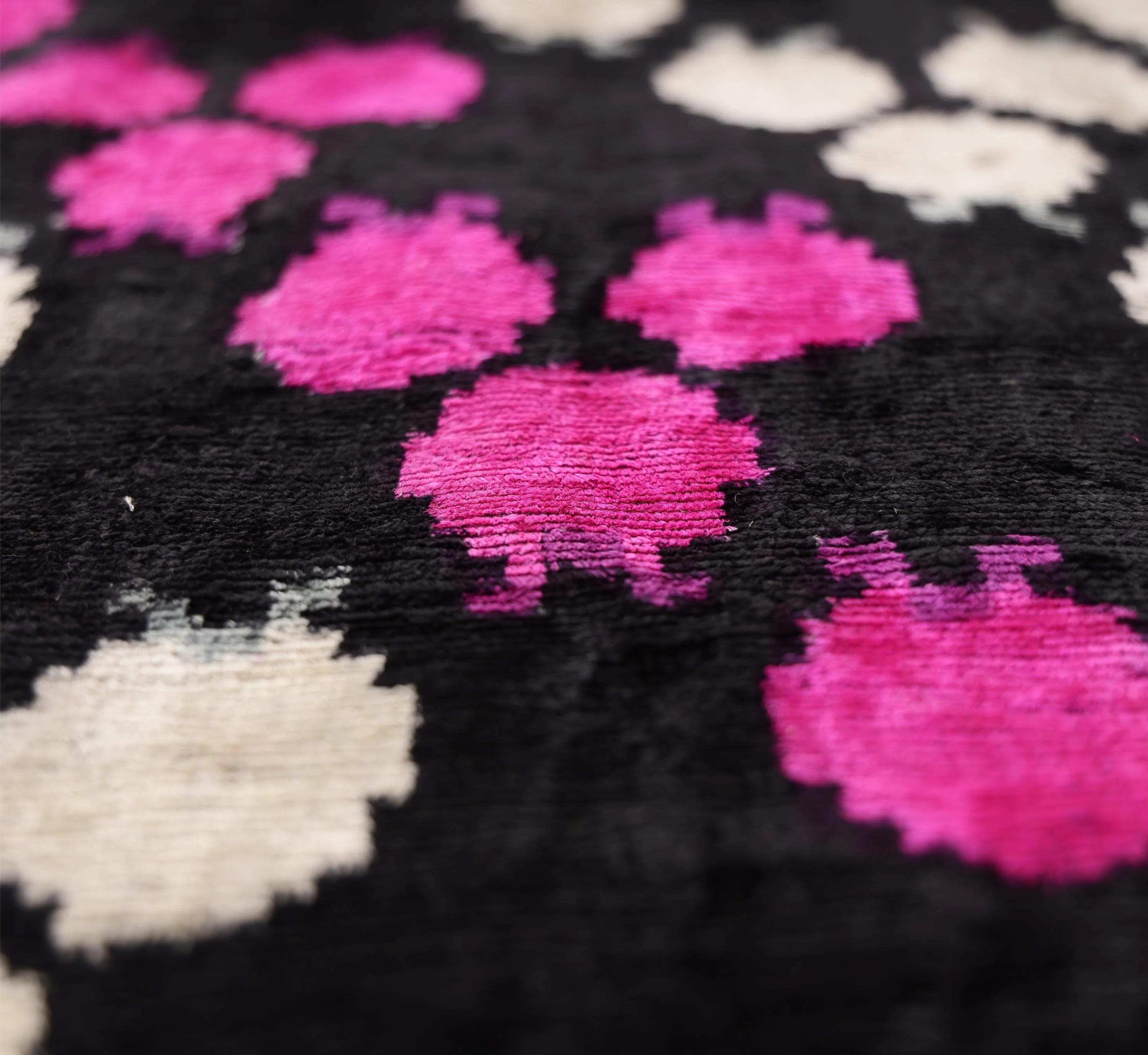 The Midnight & Magenta Ikat Silk Velvet Pillow - 20" x 20" - Image 3