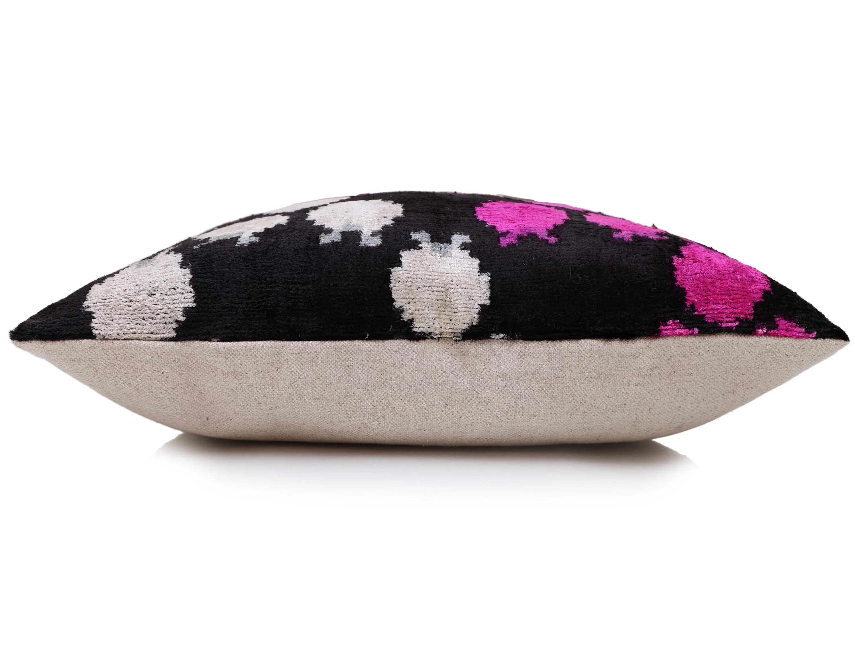 The Midnight & Magenta Ikat Silk Velvet Pillow - 20" x 20" - Image 4