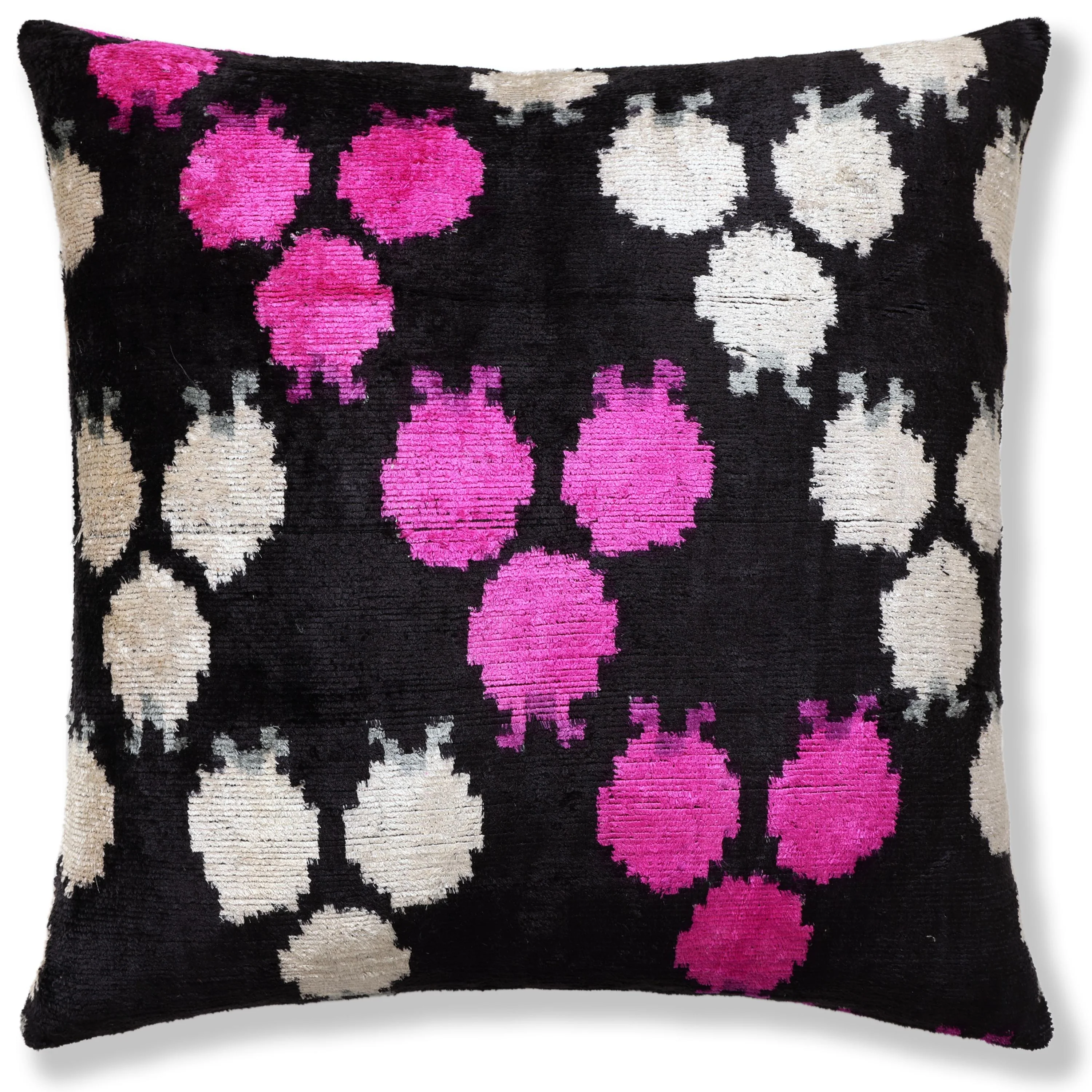 The Midnight & Magenta Ikat Silk Velvet Pillow - 20" x 20" - Image 5
