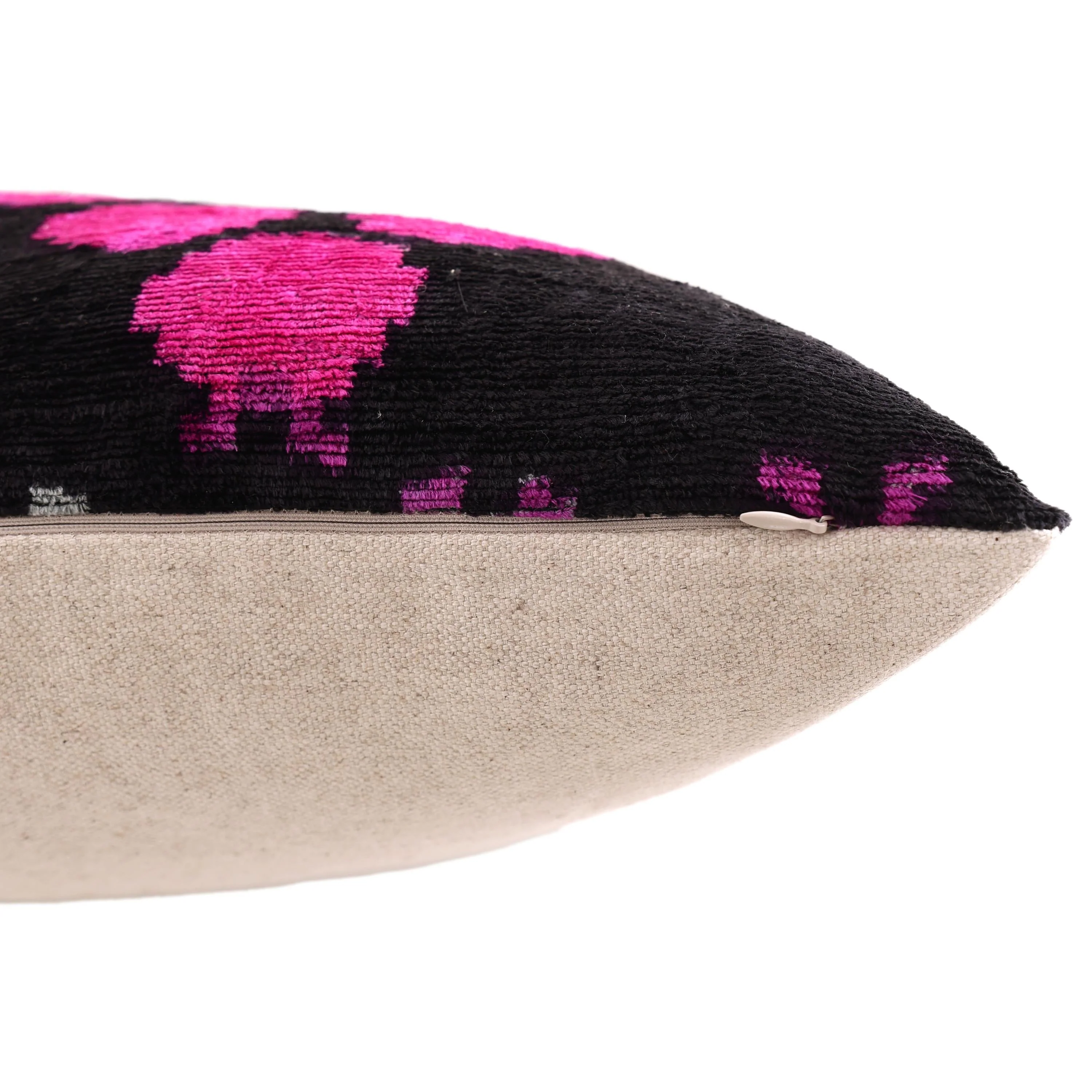 The Midnight & Magenta Ikat Silk Velvet Pillow - 20" x 20" - Image 6