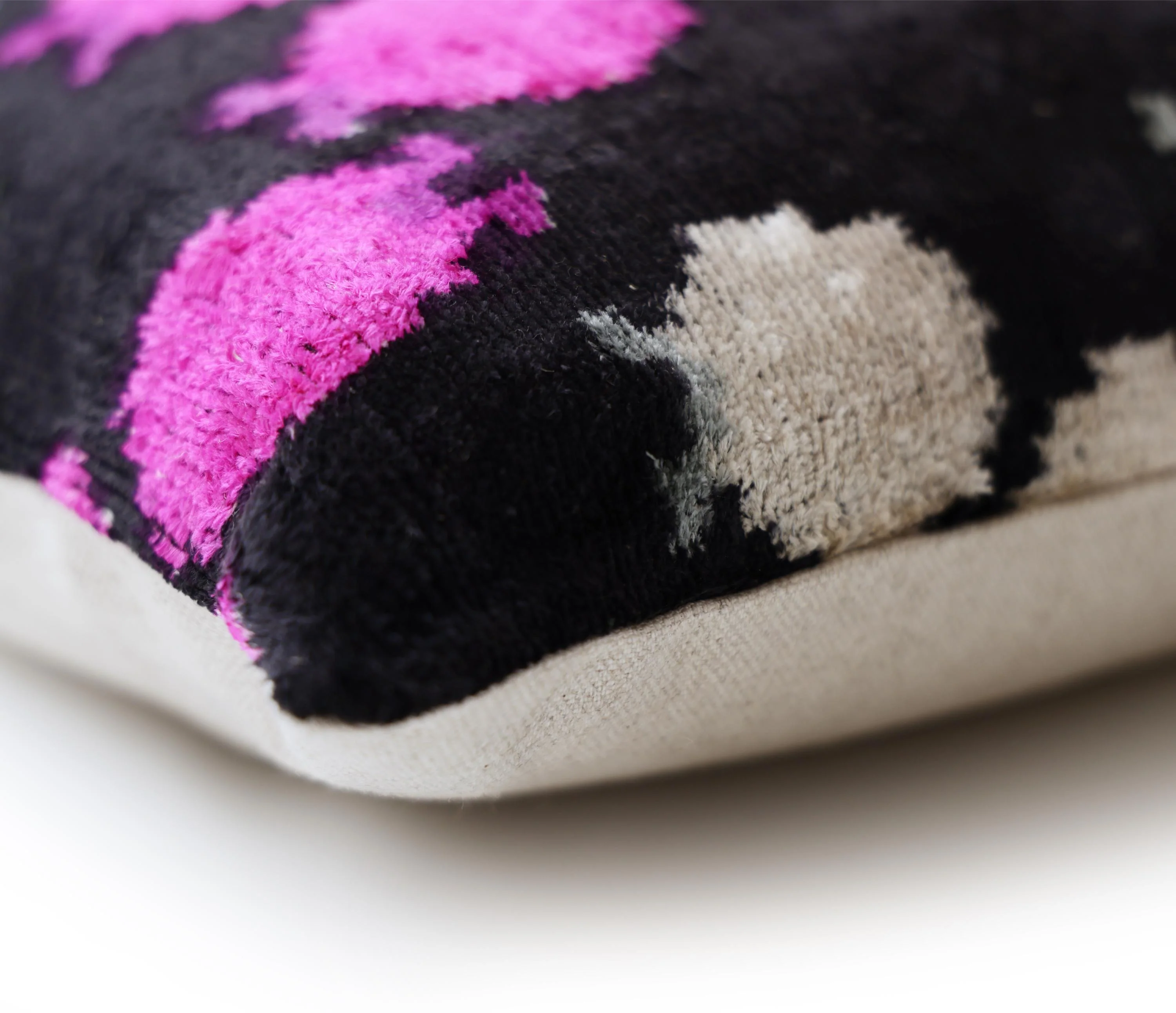 The Midnight & Magenta Ikat Silk Velvet Pillow - 20" x 20" - Image 8