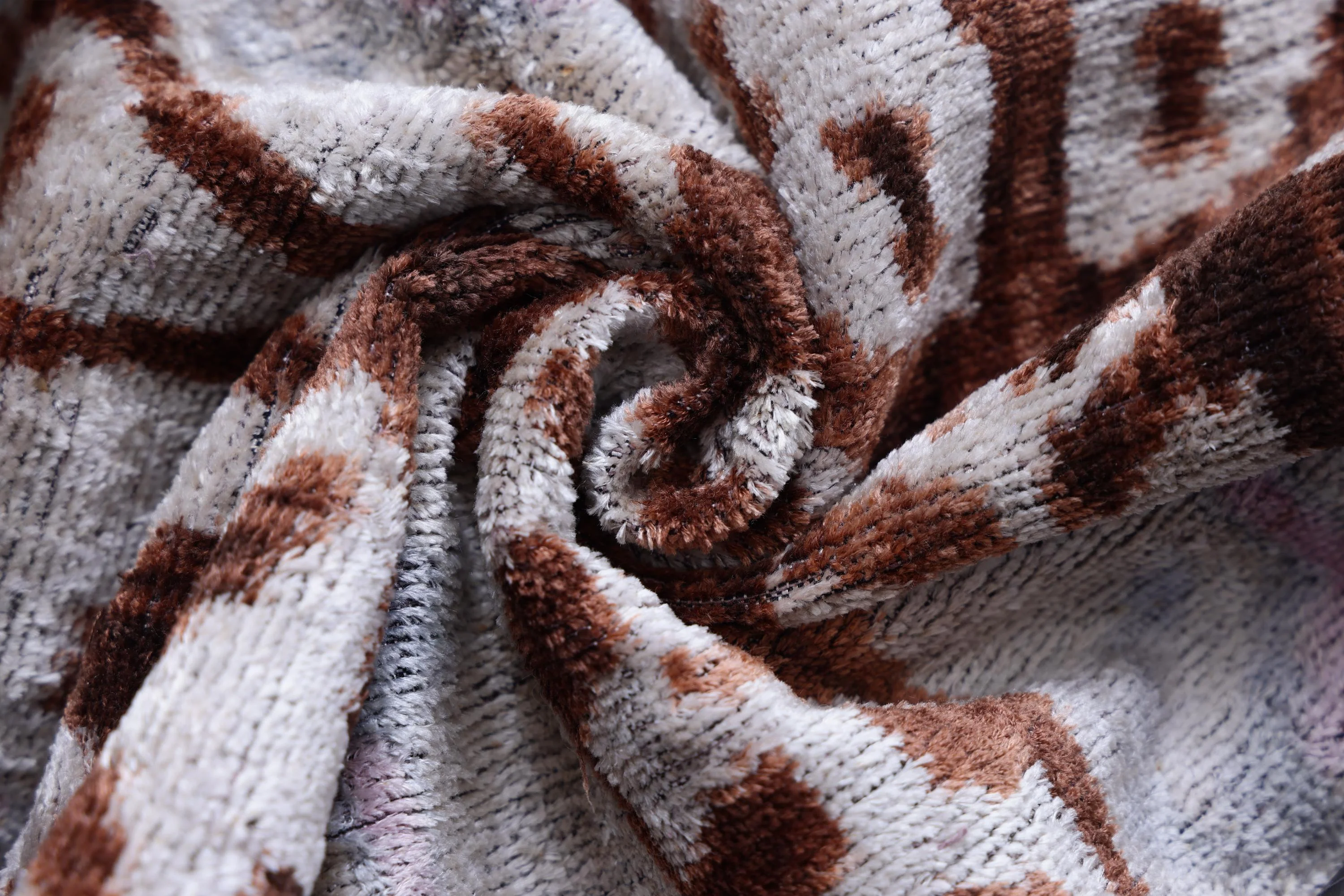The Rust & Icy Lilac Vertical Ikat Silk Velvet Pillow - 20" x 20" - Image 2