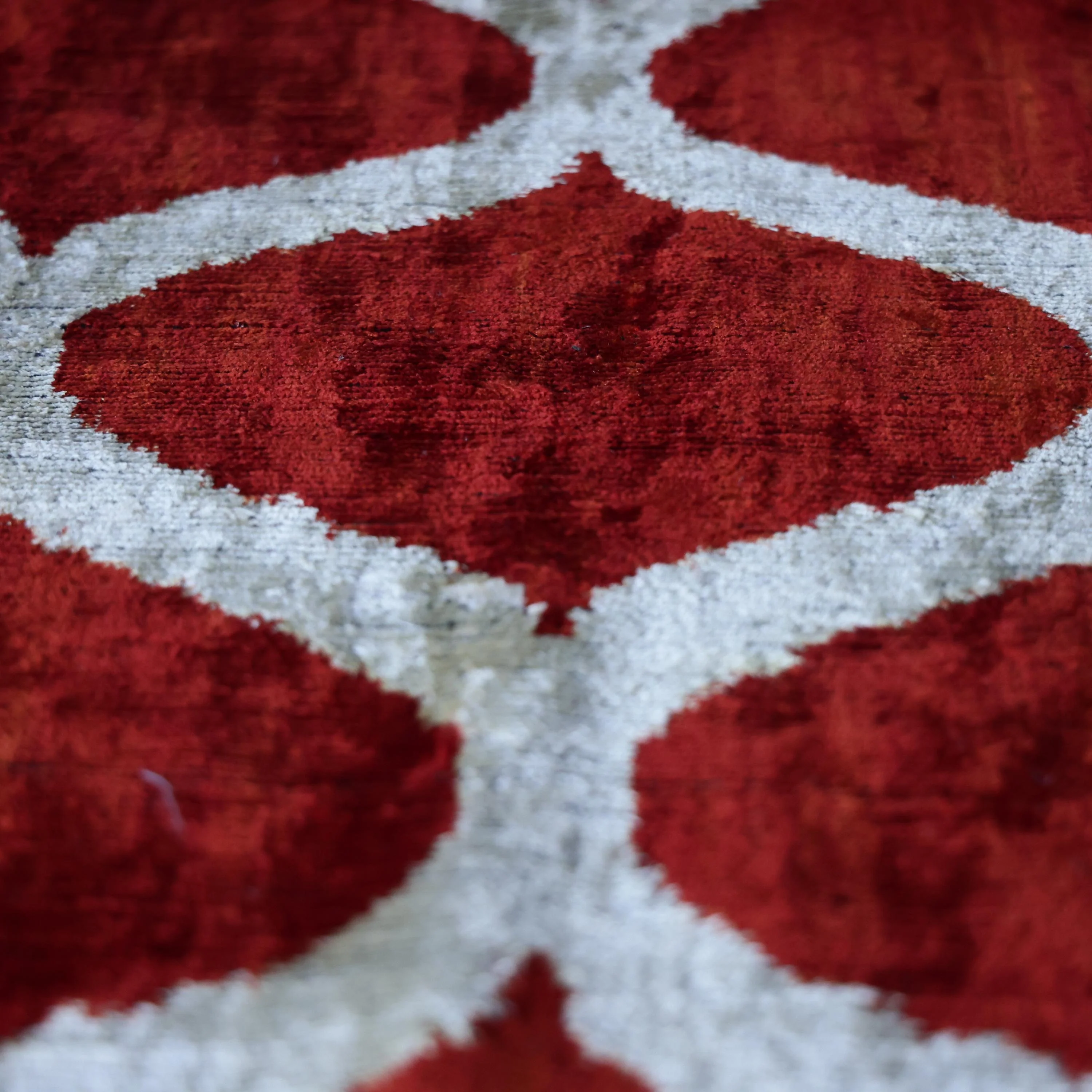 The Rust Red & Cream Ogee Silk Velvet Pillow - 20" x 20" - Image 3
