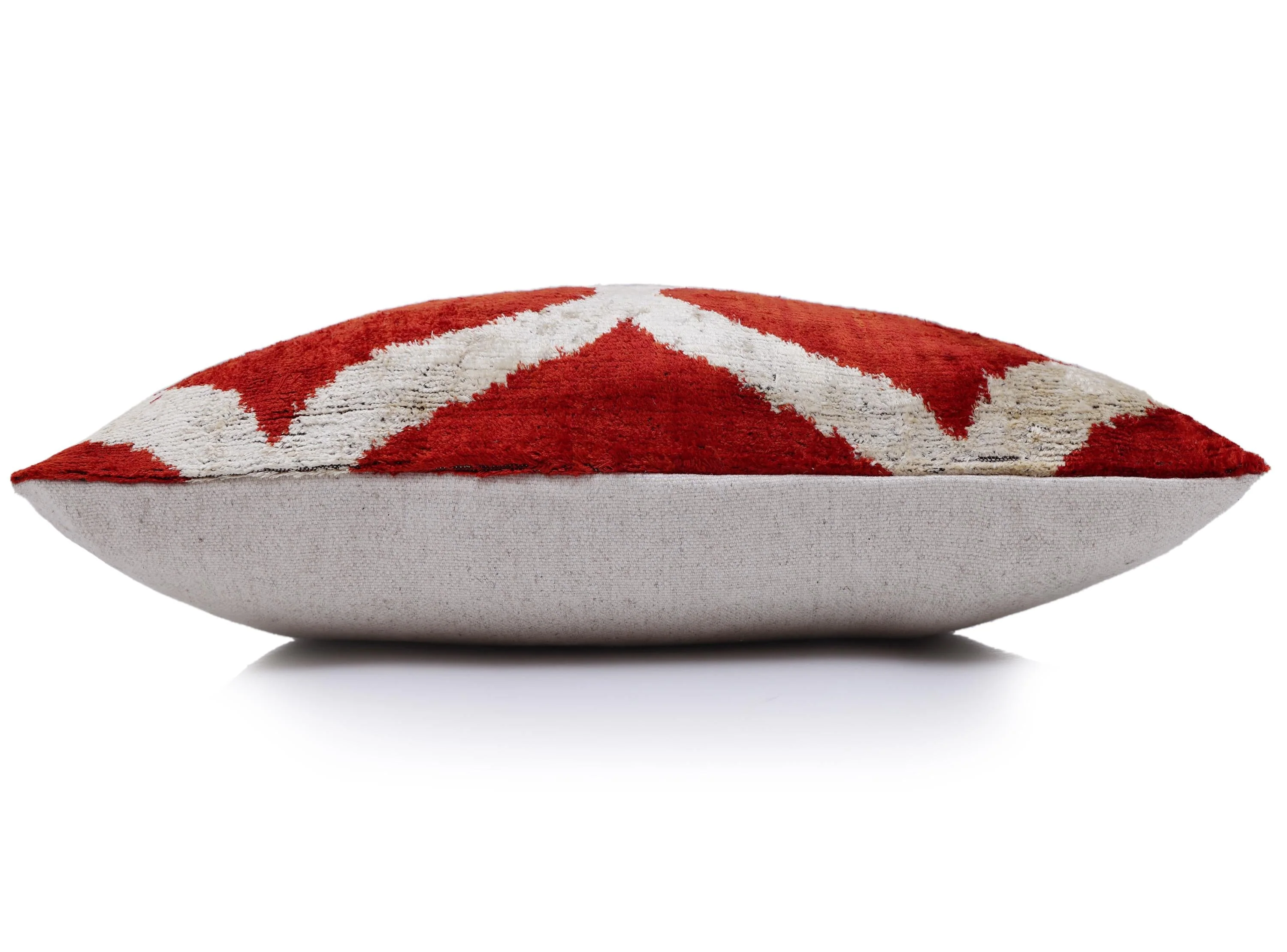 The Rust Red & Cream Ogee Silk Velvet Pillow - 20" x 20" - Image 4