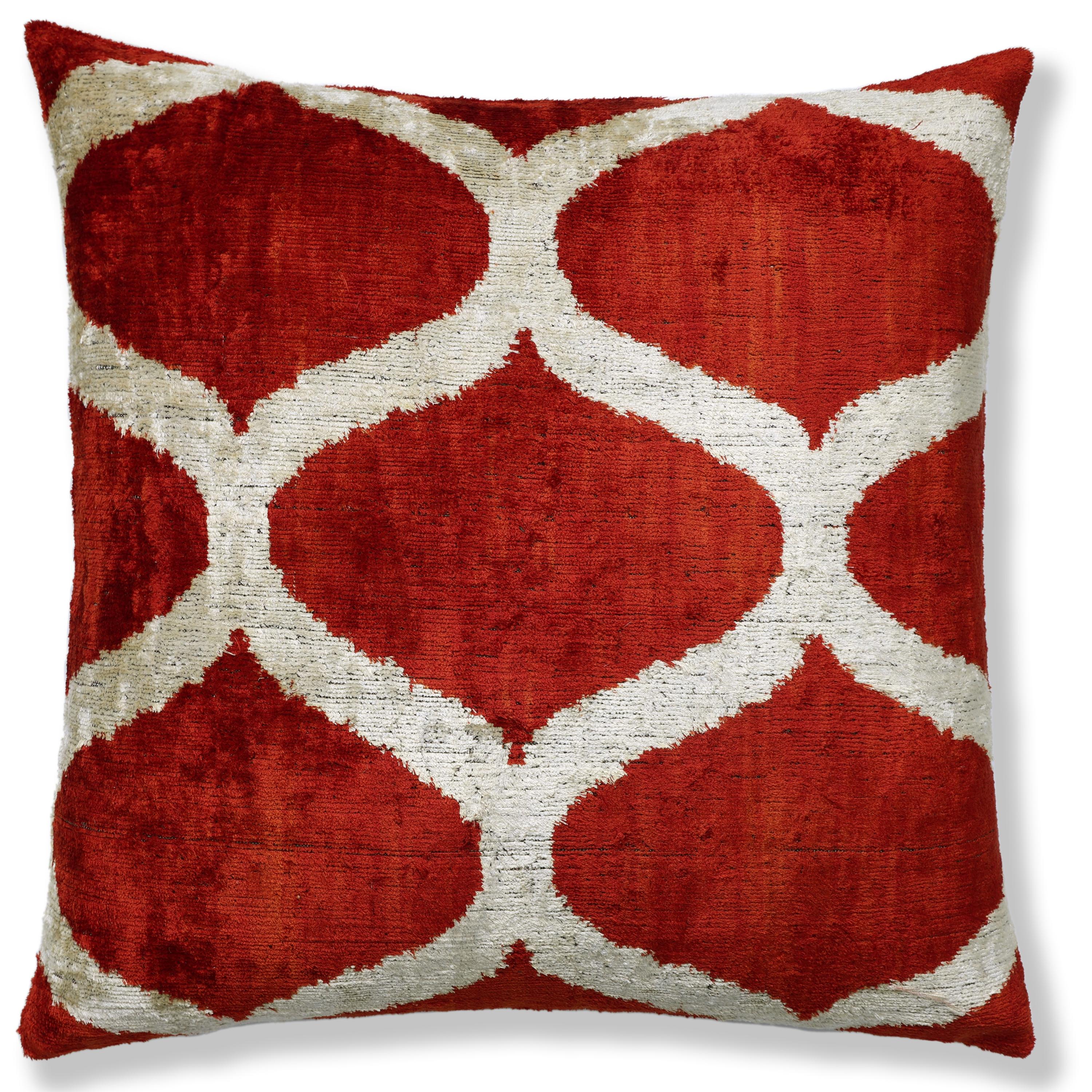 The Rust Red & Cream Ogee Silk Velvet Pillow - 20" x 20" - Image 5