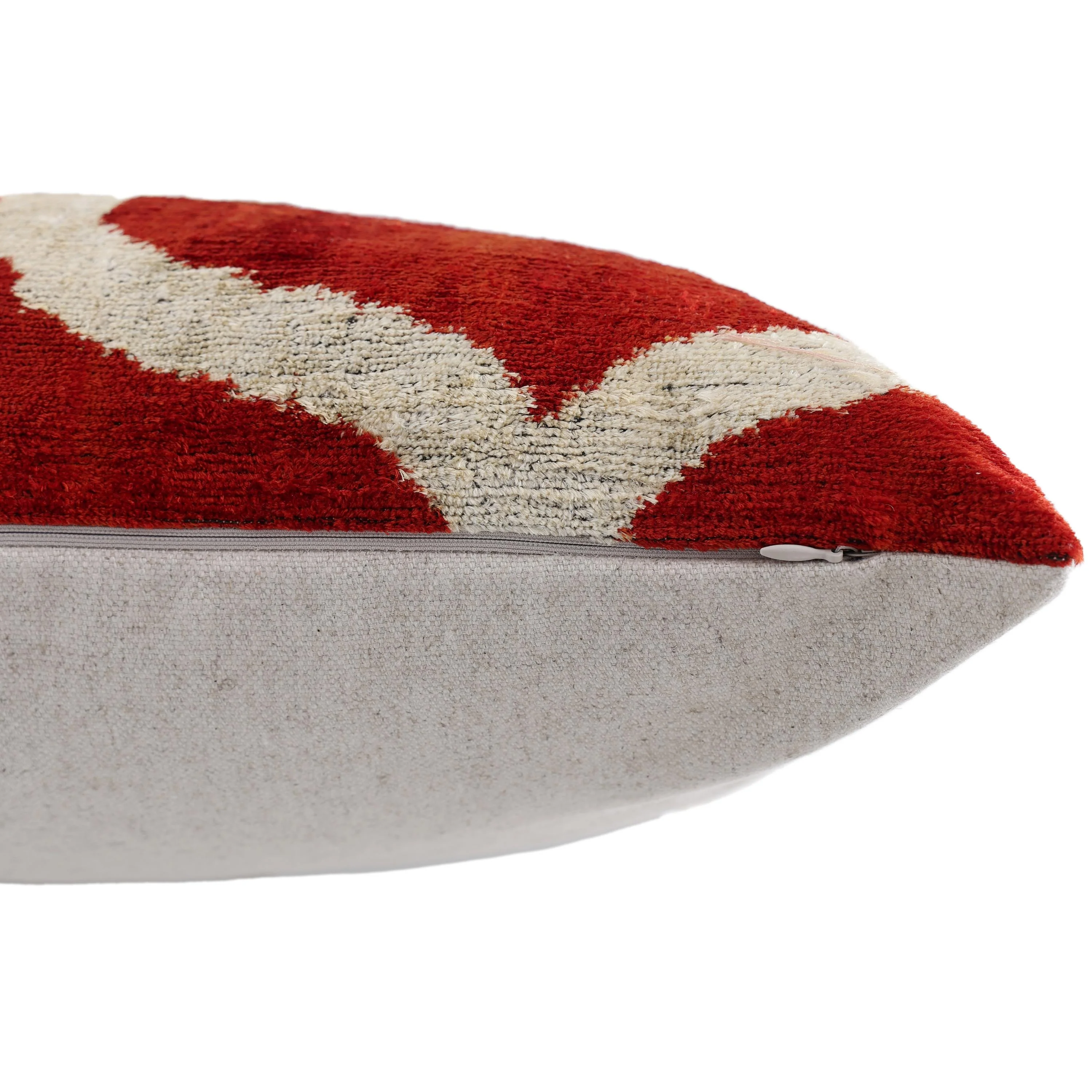 The Rust Red & Cream Ogee Silk Velvet Pillow - 20" x 20" - Image 6