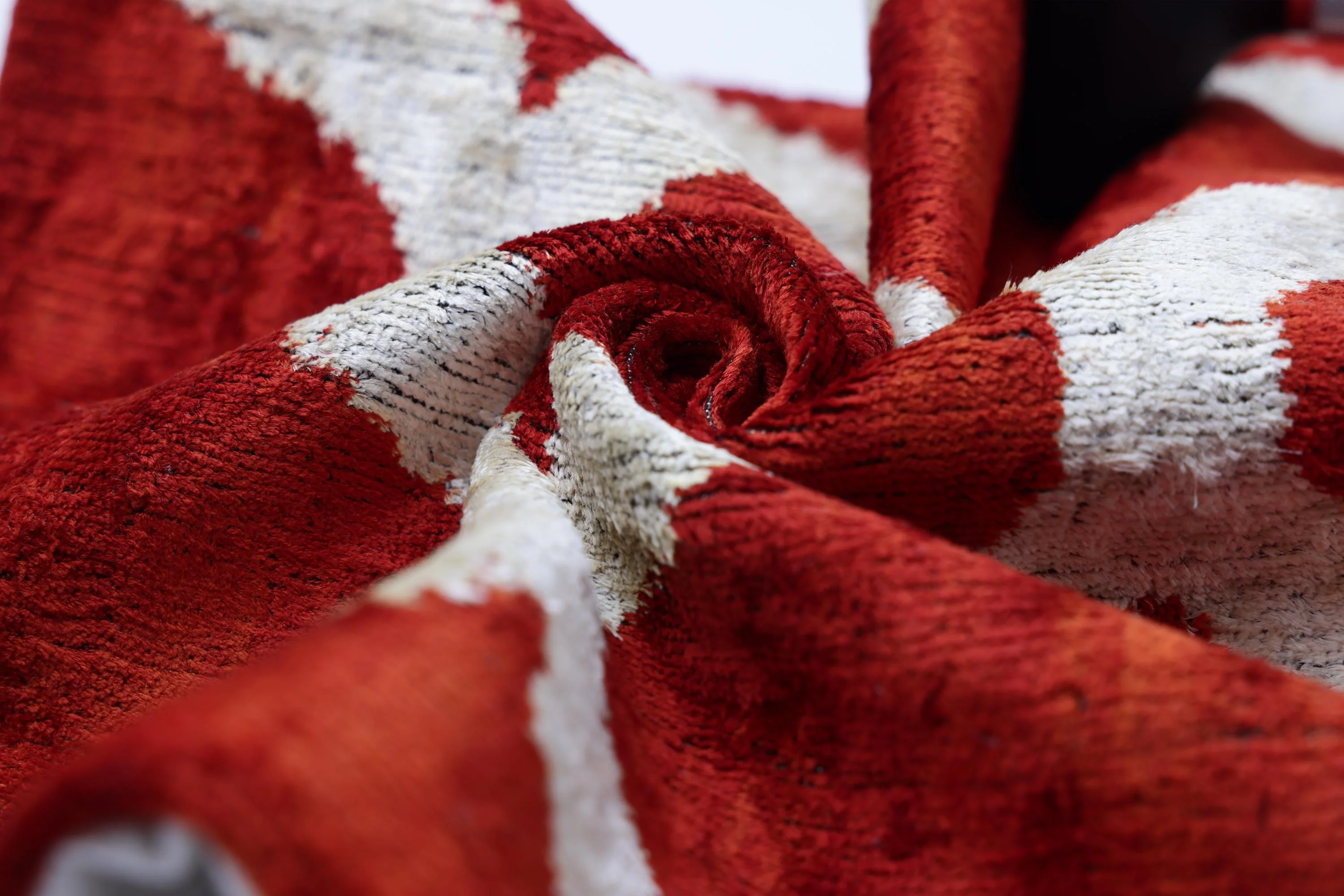 The Rust Red & Cream Ogee Silk Velvet Pillow - 20" x 20" - Image 7